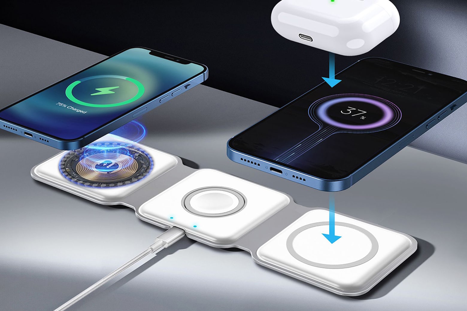 Get the ultimate portable charger with this 3-in-1 MagStack wireless charger.