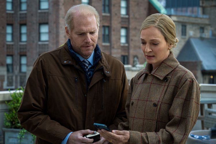 Noah Emmerich and Uma Thurman star in Suspicion on Apple TV+.