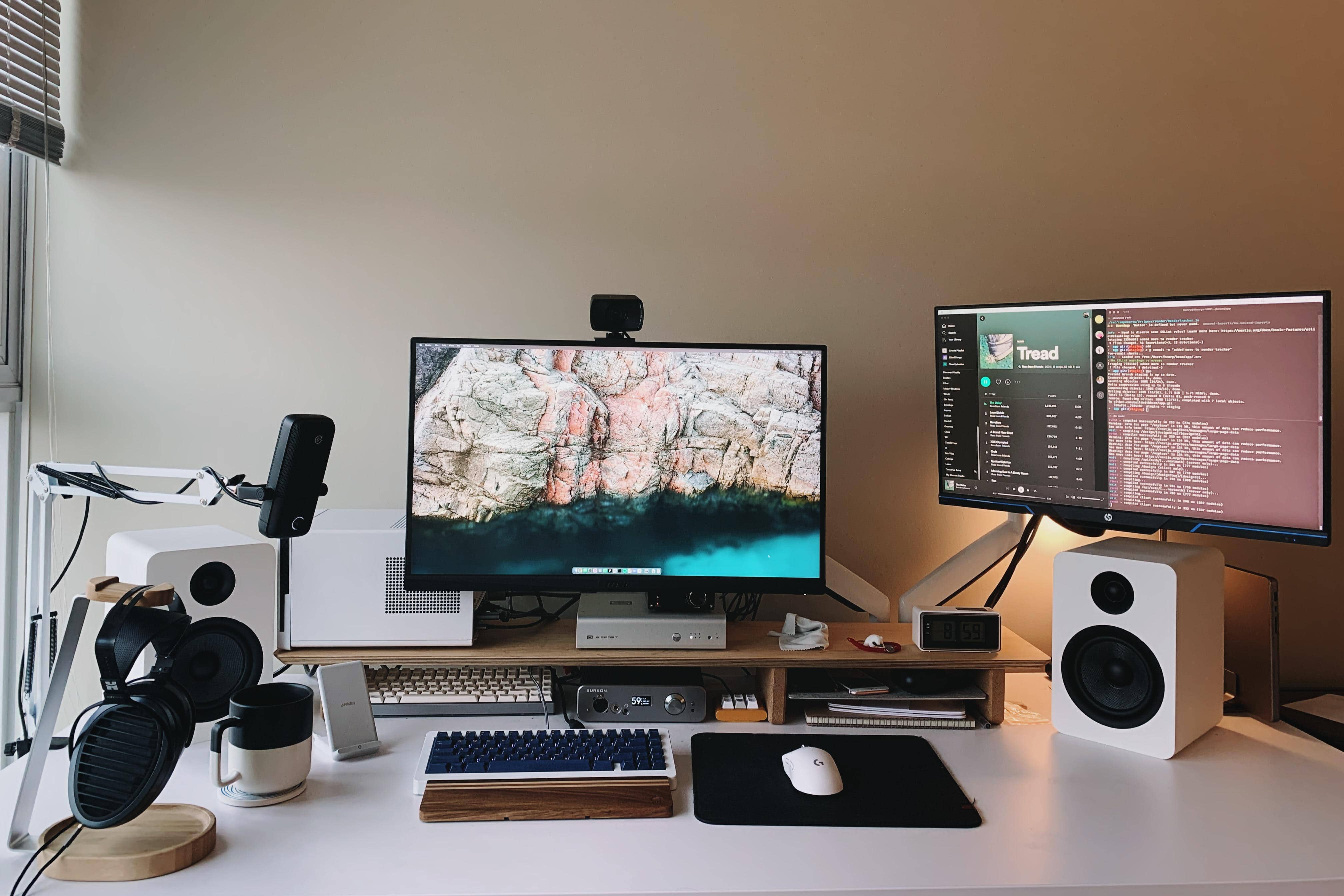 Premium audio components make this setup a sonic powerhouse.