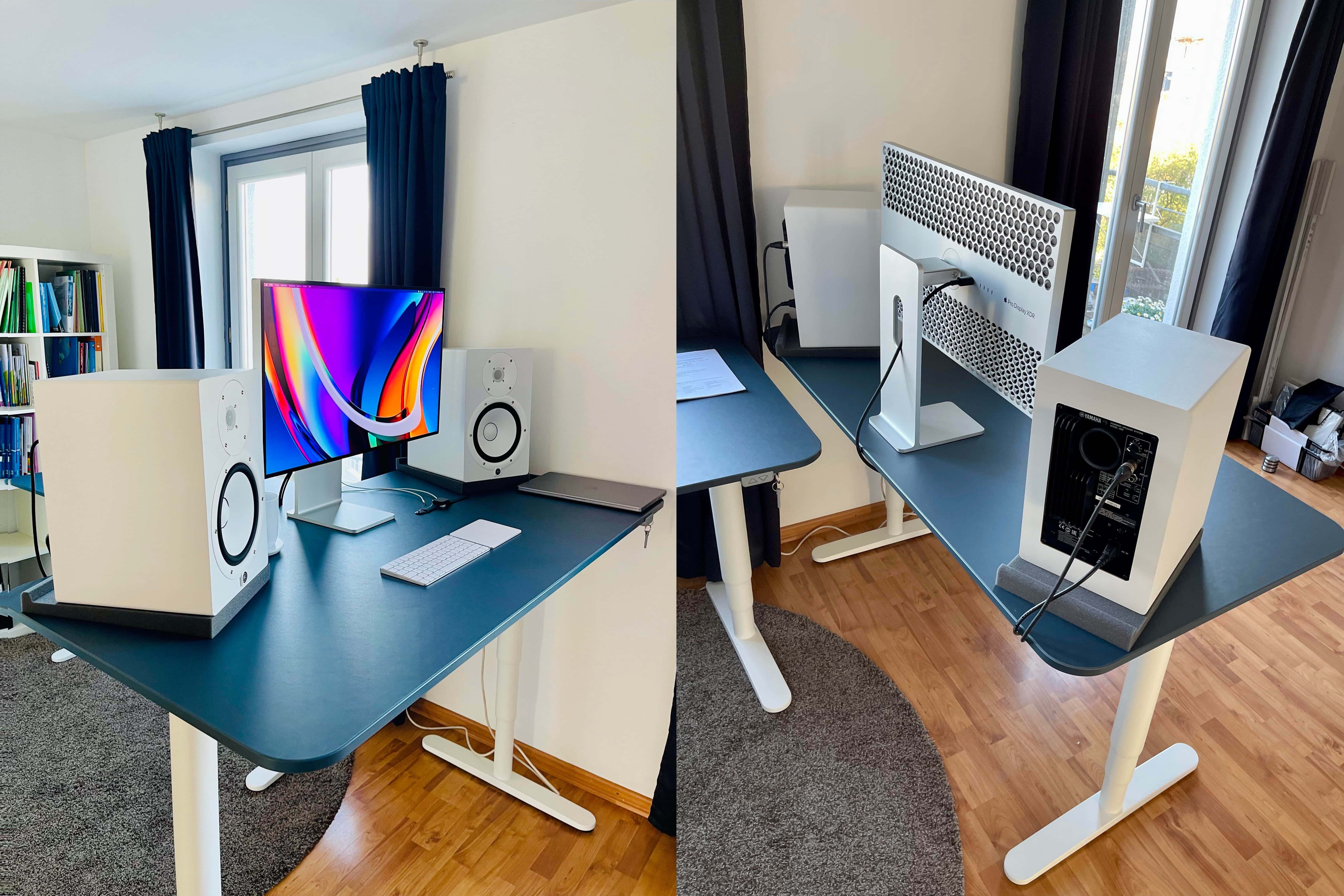 Side by side images show the computer setup's front and back sides.