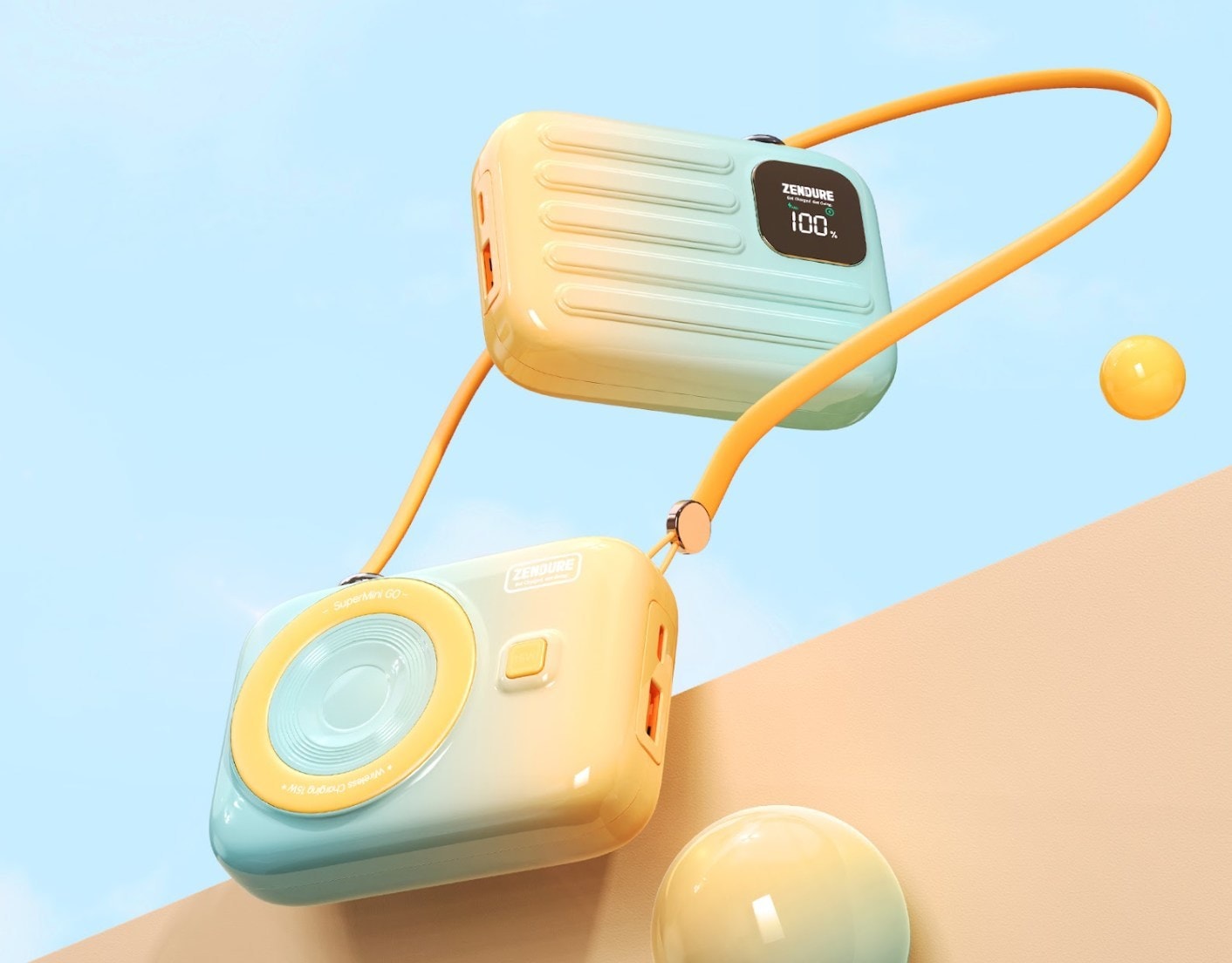 The 10,000mAh 3-in-1 wireless charger is made to look like a digital camera.