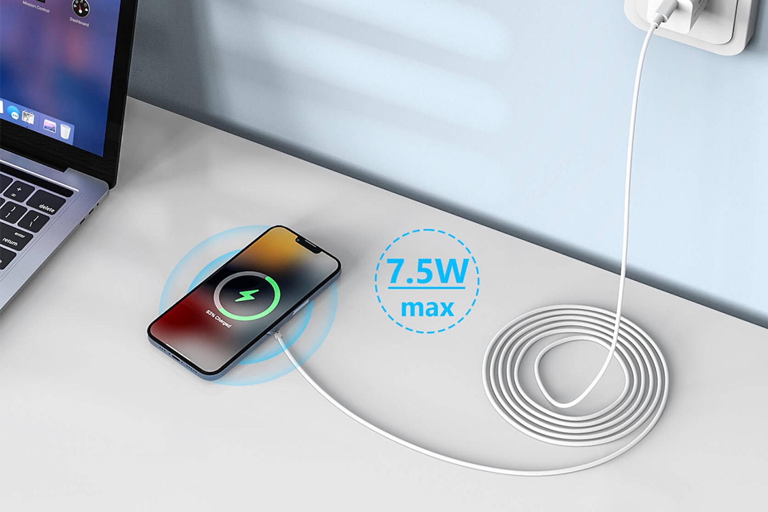 This wireless iPhone charging cable is taller than you.