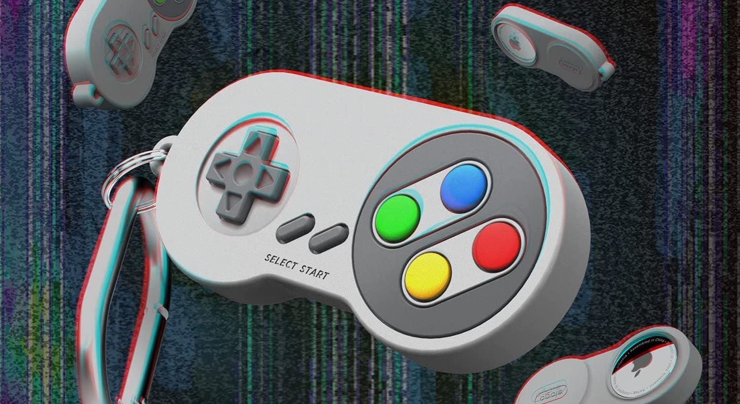 The W5 AirTag case looks like an old-school gaming console.