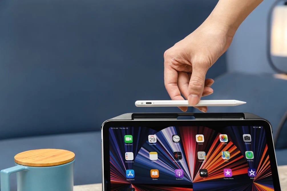 EasyPencil 3 and 4 both feature magnetic stylus attachment to an iPad (but charging requires USB-C).