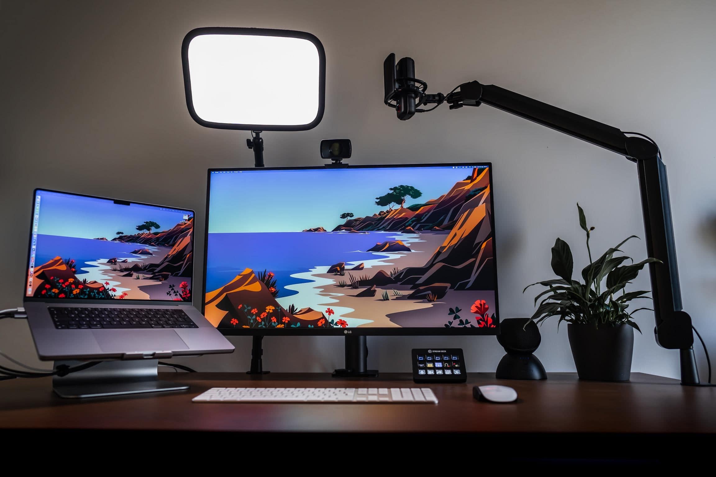 This is a well-lit setup for video calls.