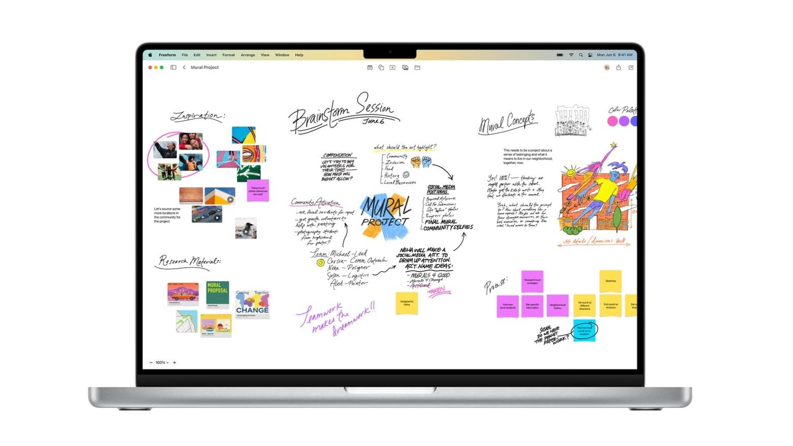 Freeform runs on MacBook and other Apple devices, too.