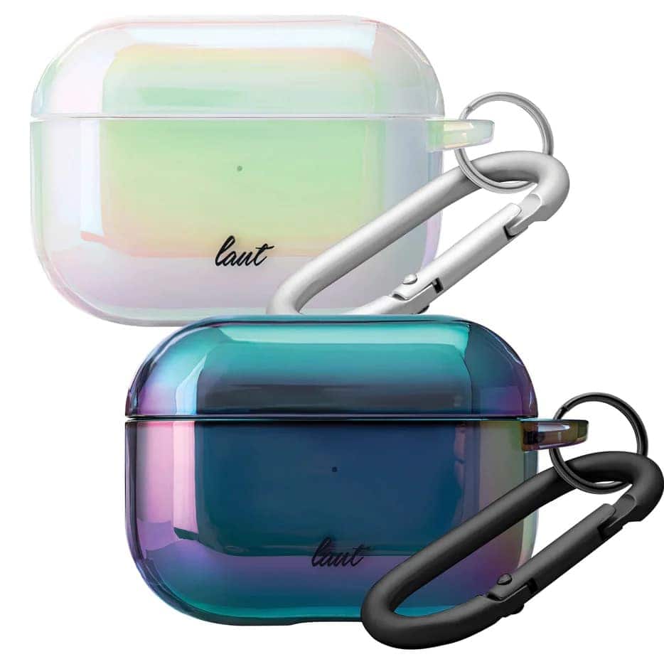 The protective Laut Holo AirPods 3 case catches the light and dazzles.