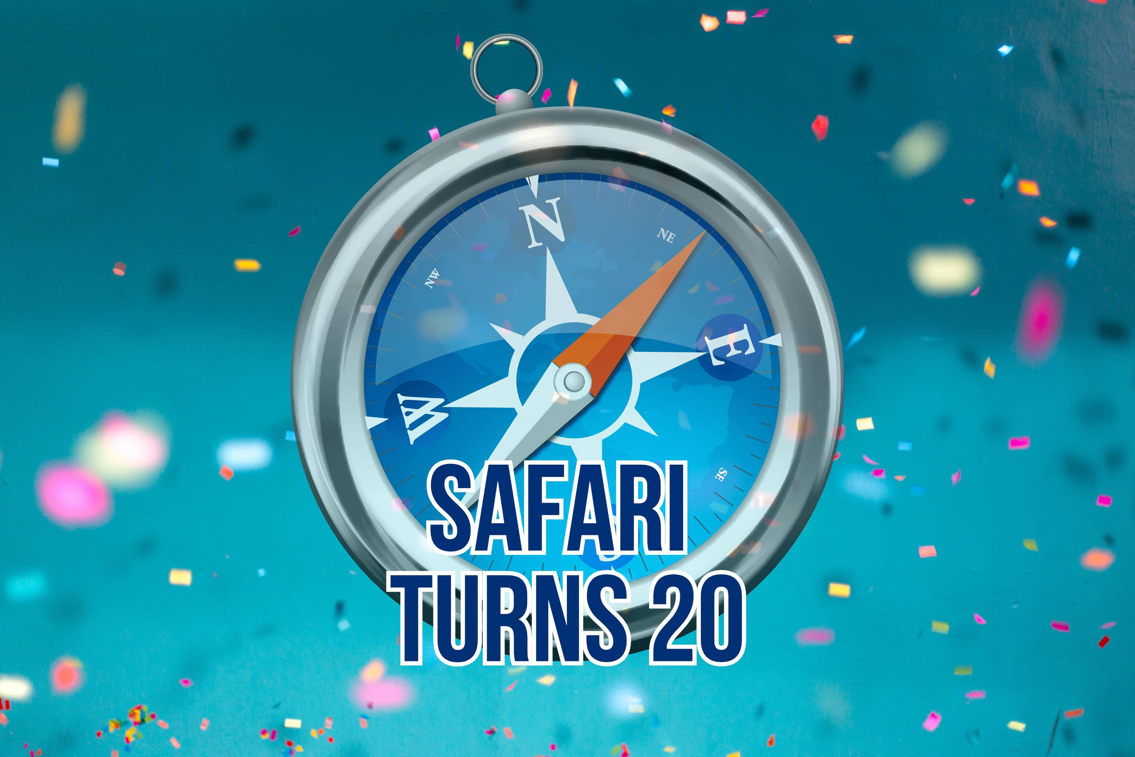 The original logo for Apple's Safari web browser with the headline, 