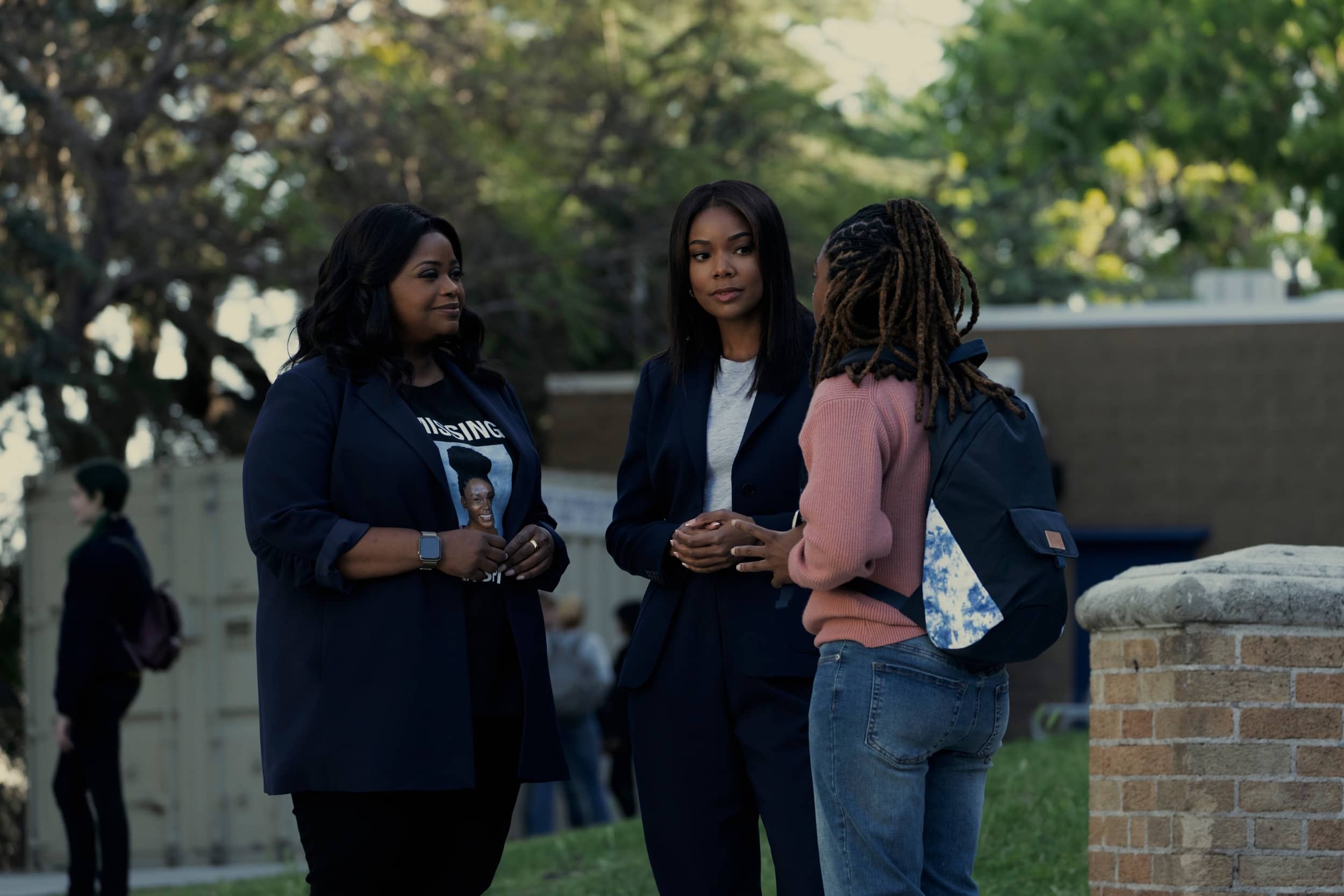 Podcaster Poppy Scoville-Parnell (played by Olivia Spencer, left) jumps on a kidnapping case in season three of Truth Be Told on Apple TV+.