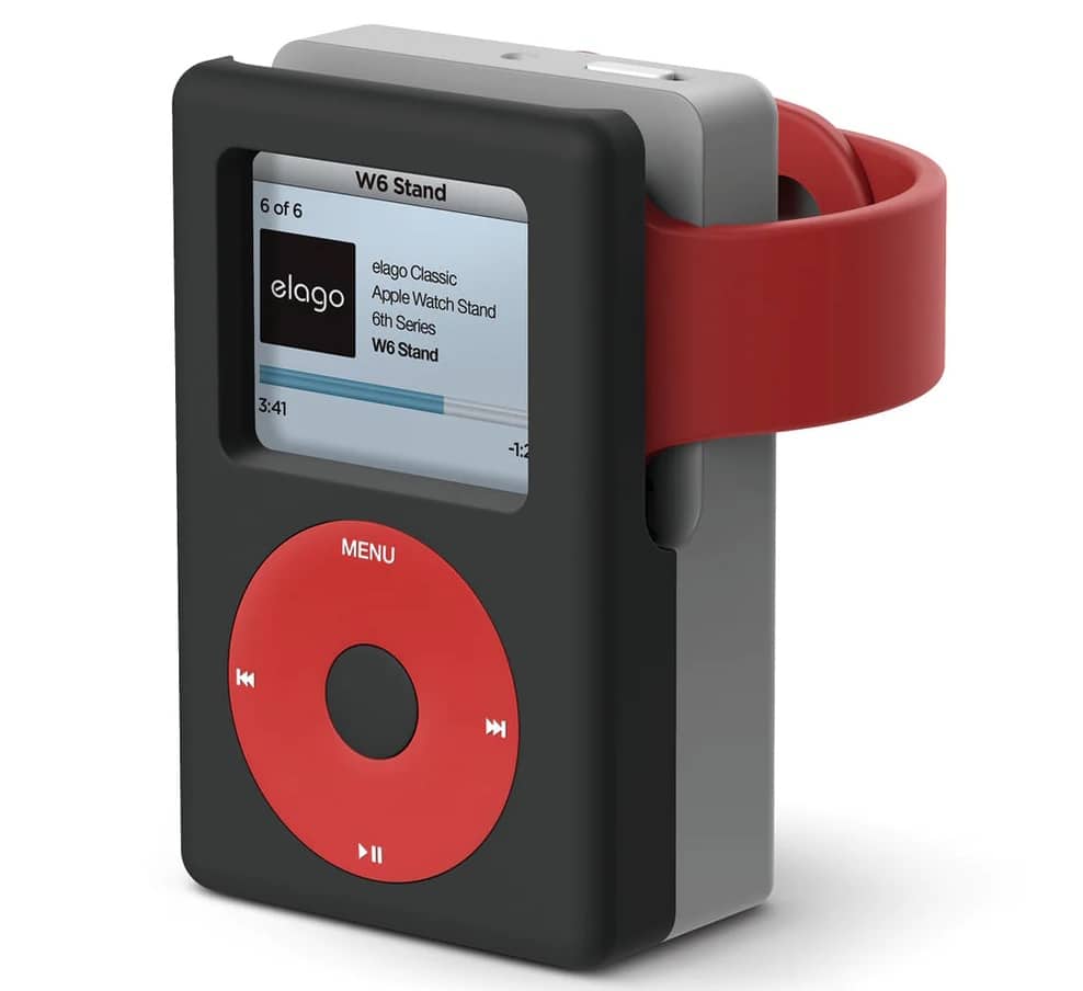 Elago's W6 Apple Watch charging stand looks like a classic iPod.