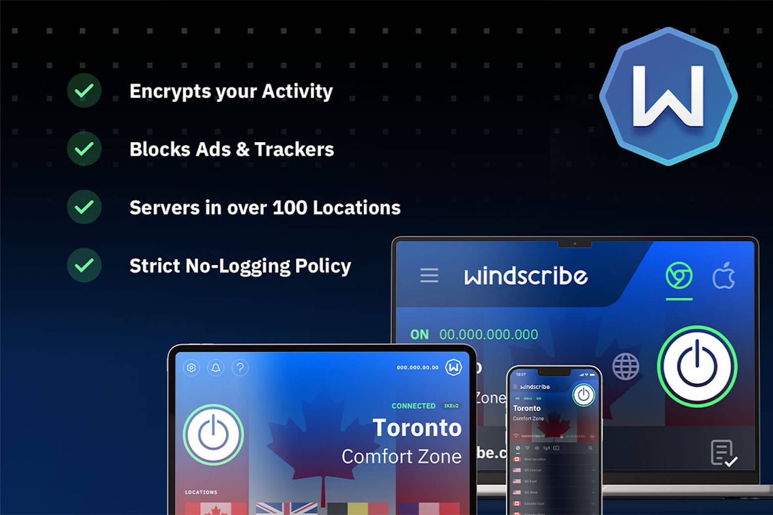 Select from three comprehensive VPN subscriptions at discounted costs.
