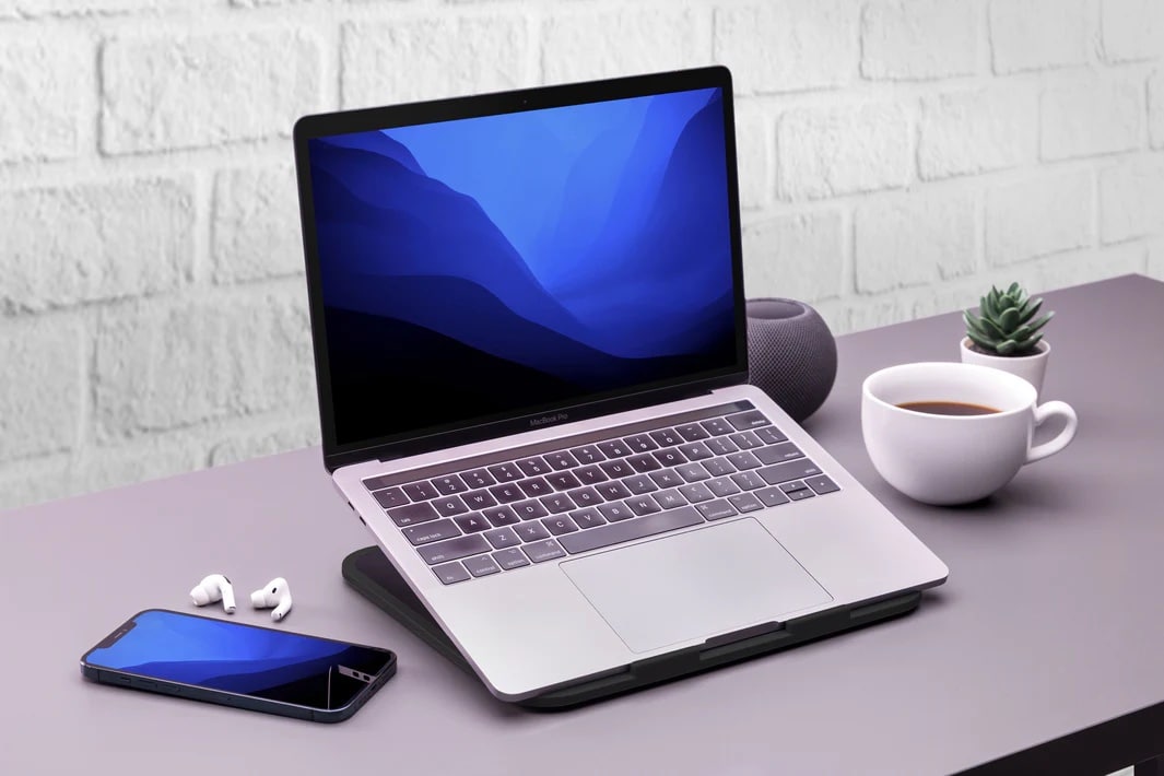 Three different elevations help you type with or without an external keyboard.