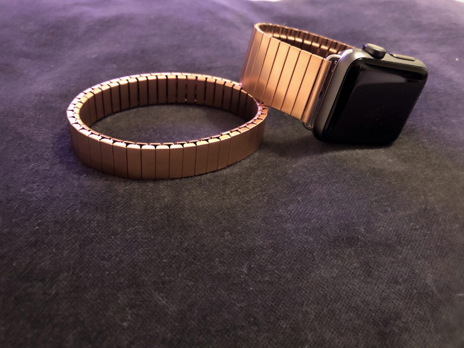 Stackable bracelets add another element to Rilee & Lo's smooth-fitting steel bands.
