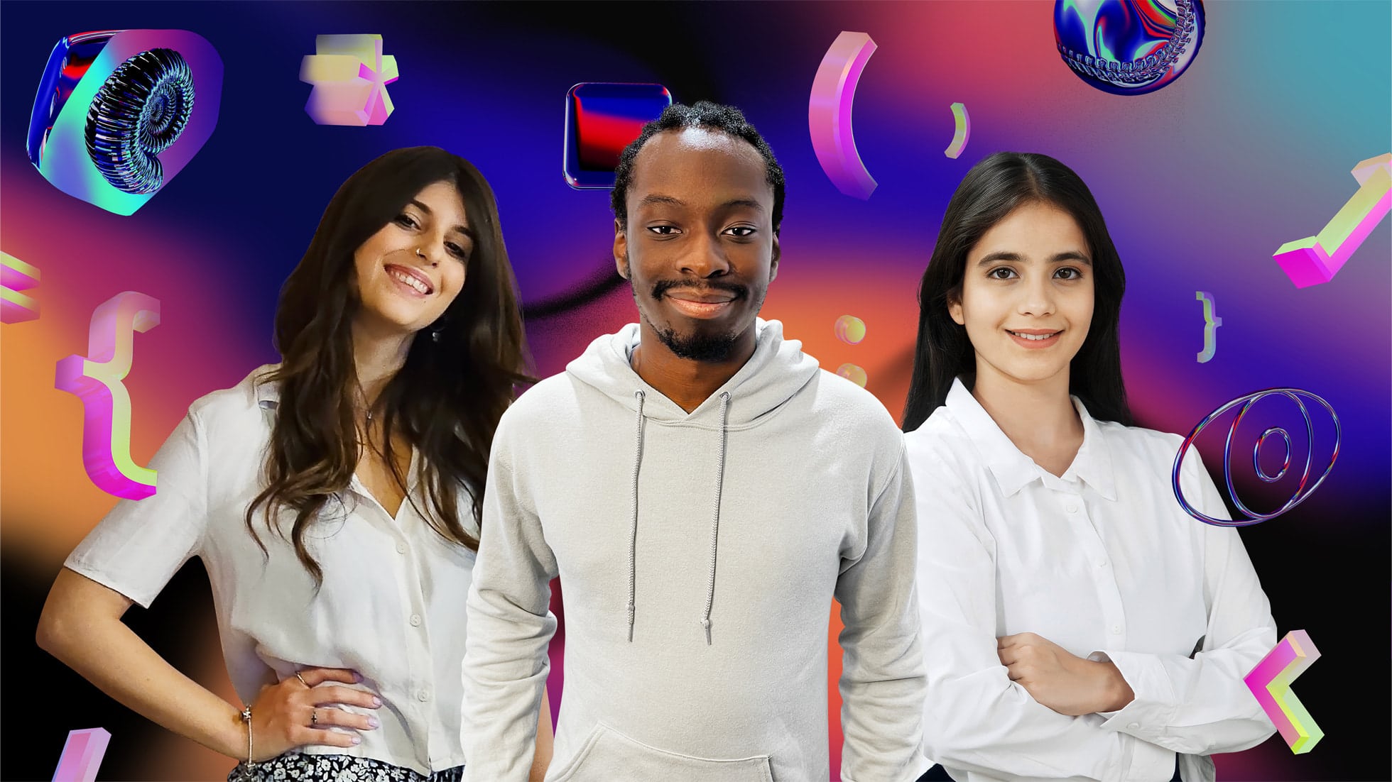 From left, Marta Michelle Caliendo, Yemi Agesin and Asmi Jain are among the 375 Swift Student Challenge winners this year.