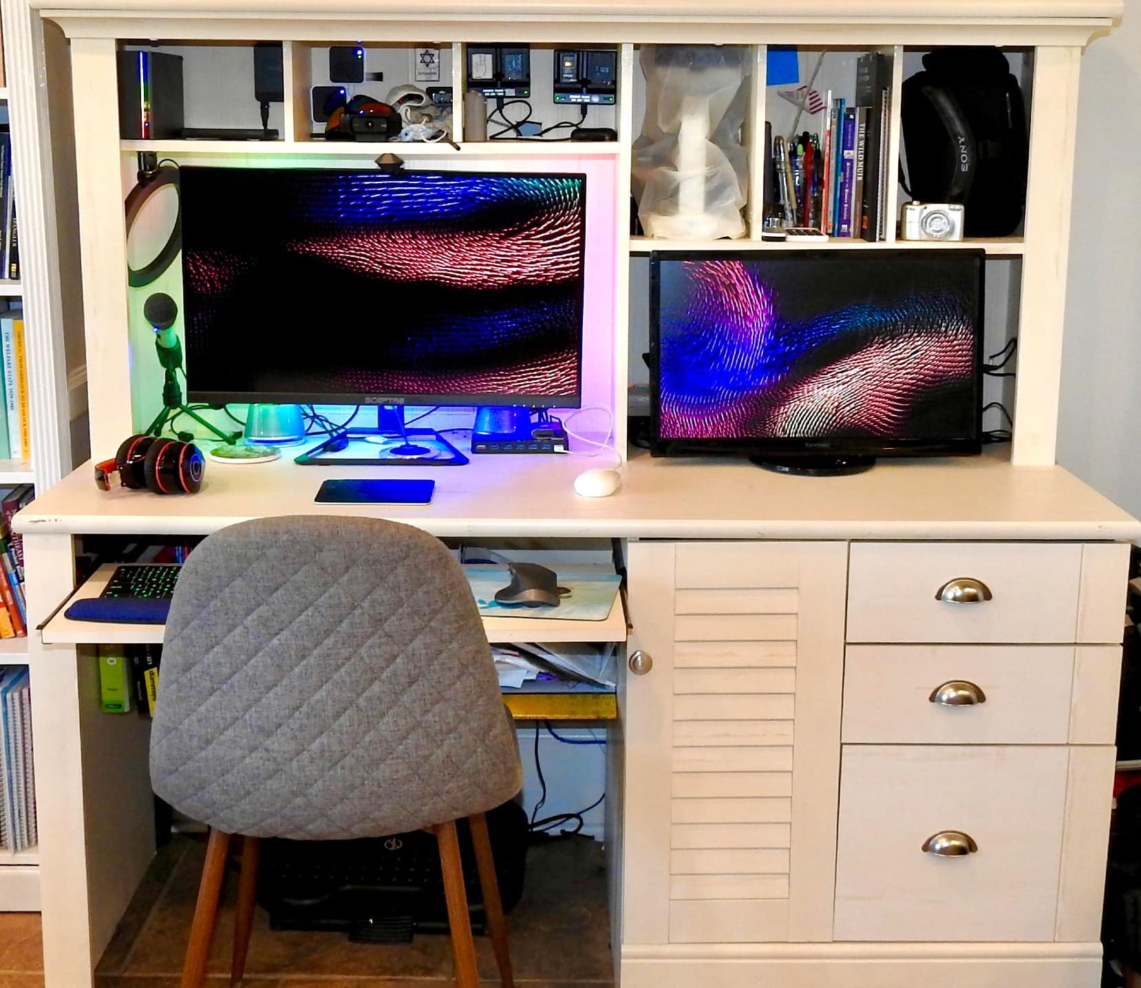 Gabriel's computer setup packs a large array of gear.