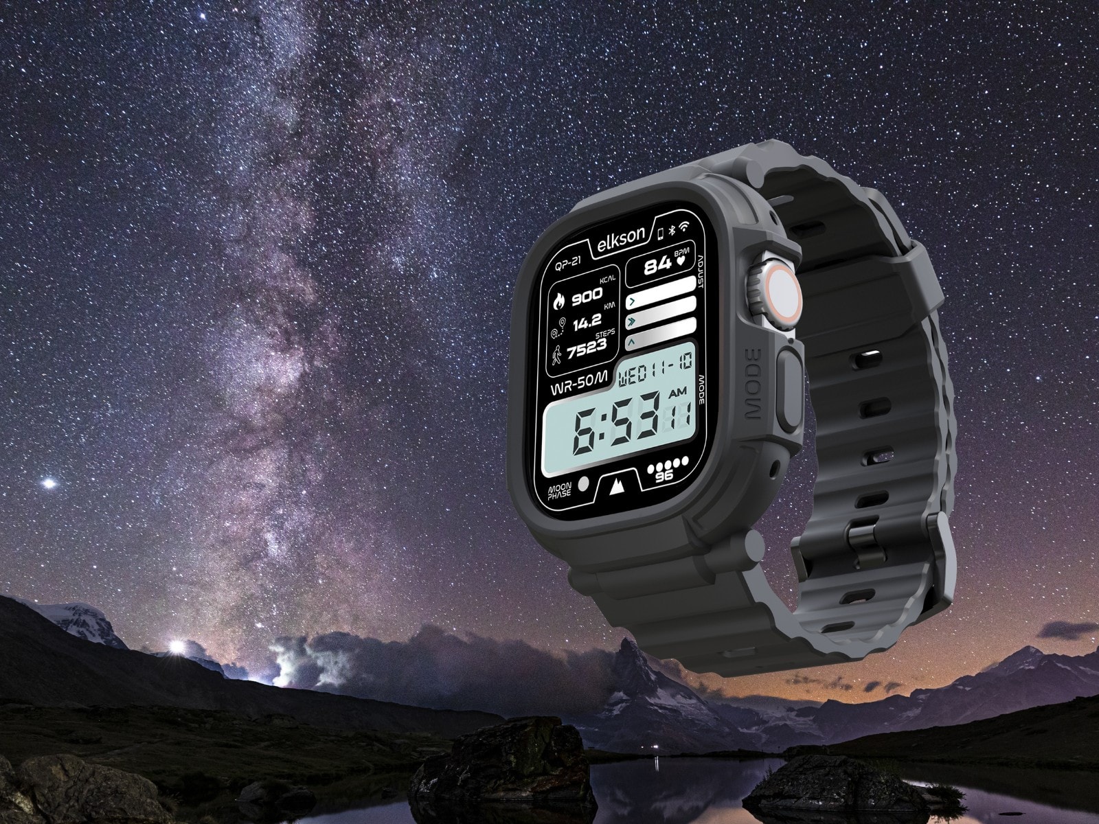 With 8-foot drop protection, this rugged case/band combo (with screen protector) is a great match for your Apple Watch Ultra.