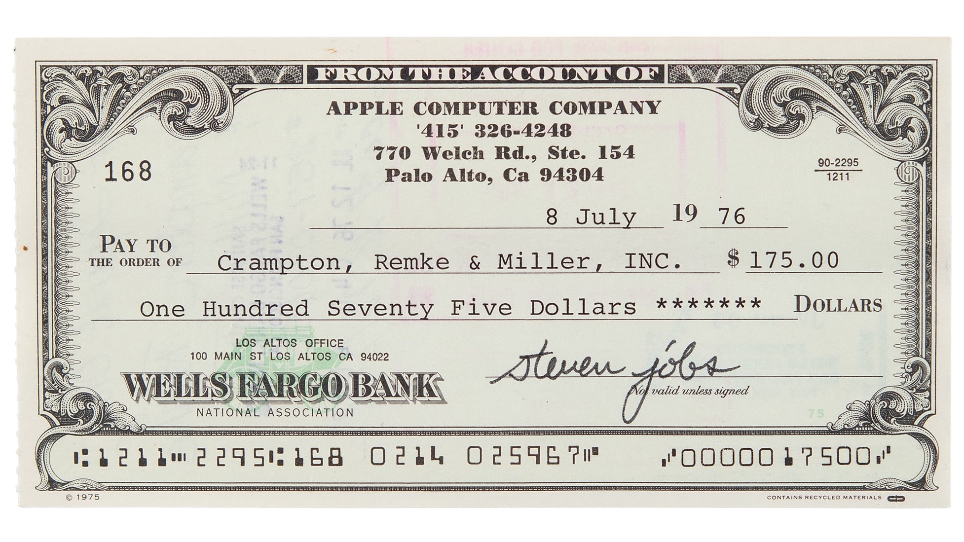 Bid on check signed by Steve Jobs to own piece of Apple history