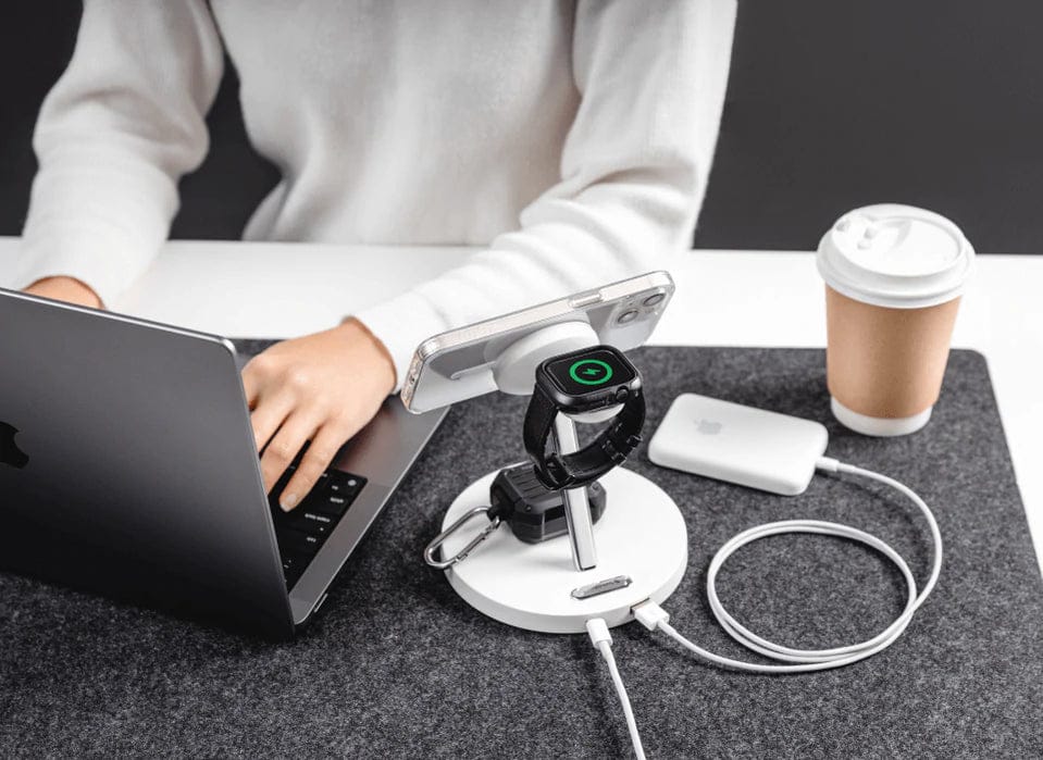 This magnetic wireless charging stand powers up four Apple devices at once.