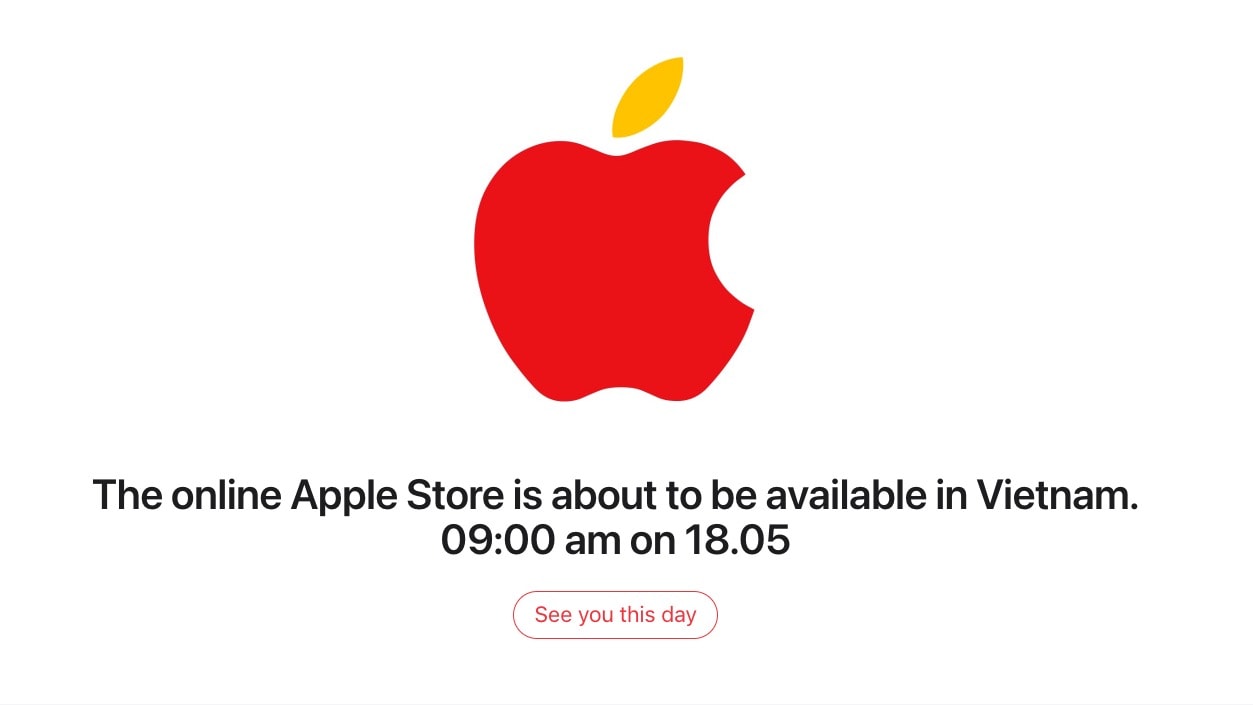 Apple's online store in Vietnam is opening soon.