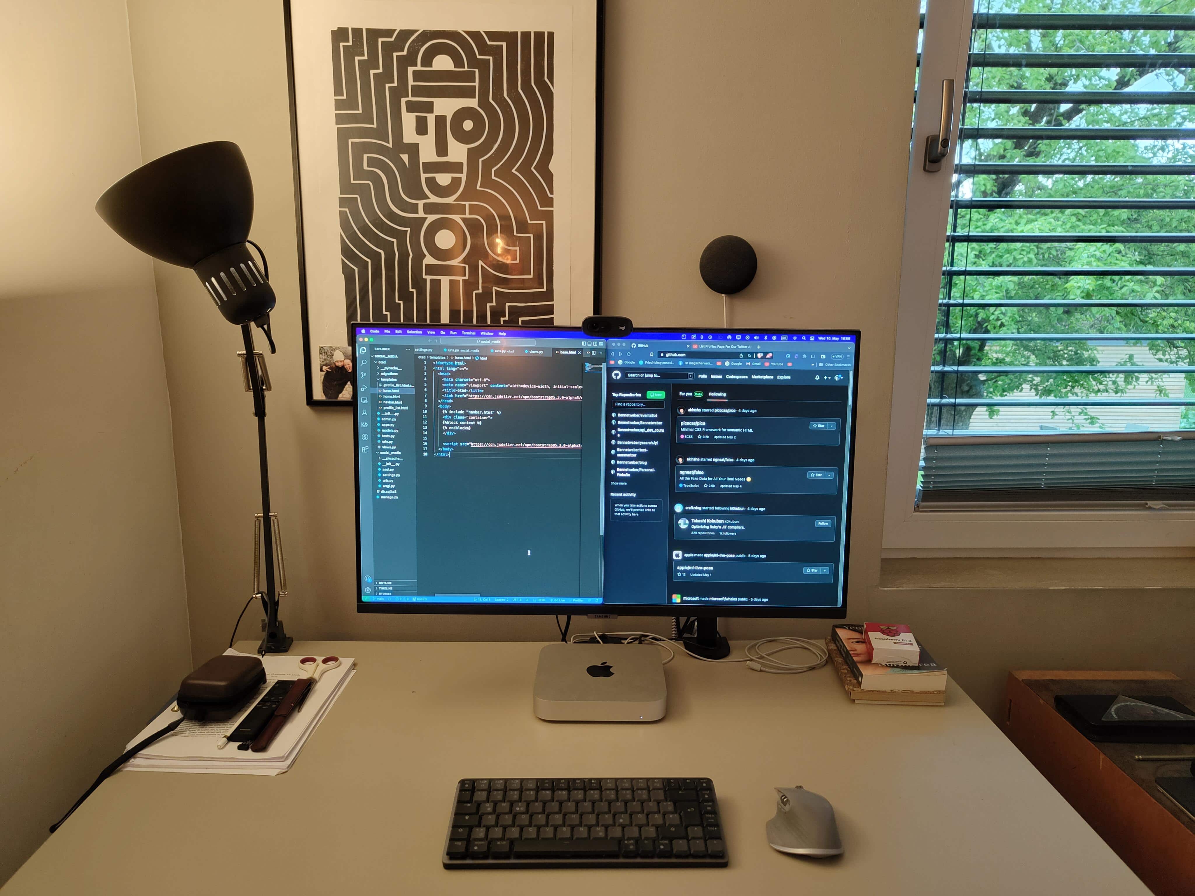 The programmer likes his Logitech Mini mechanical keyboard.