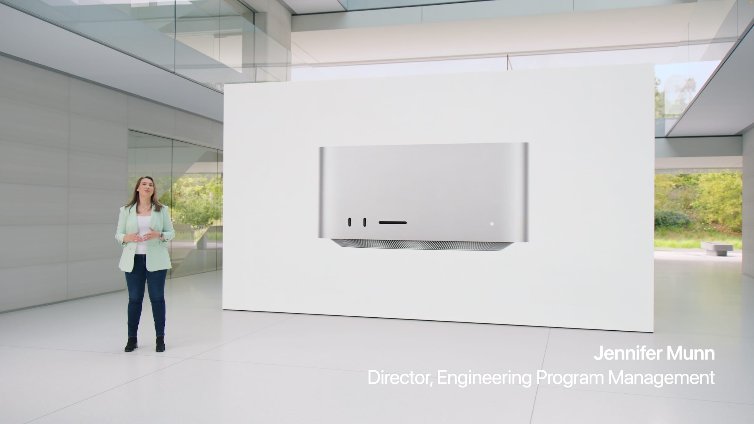 Screenshot of Apple introducing the new Mac Studio at WWDC23.