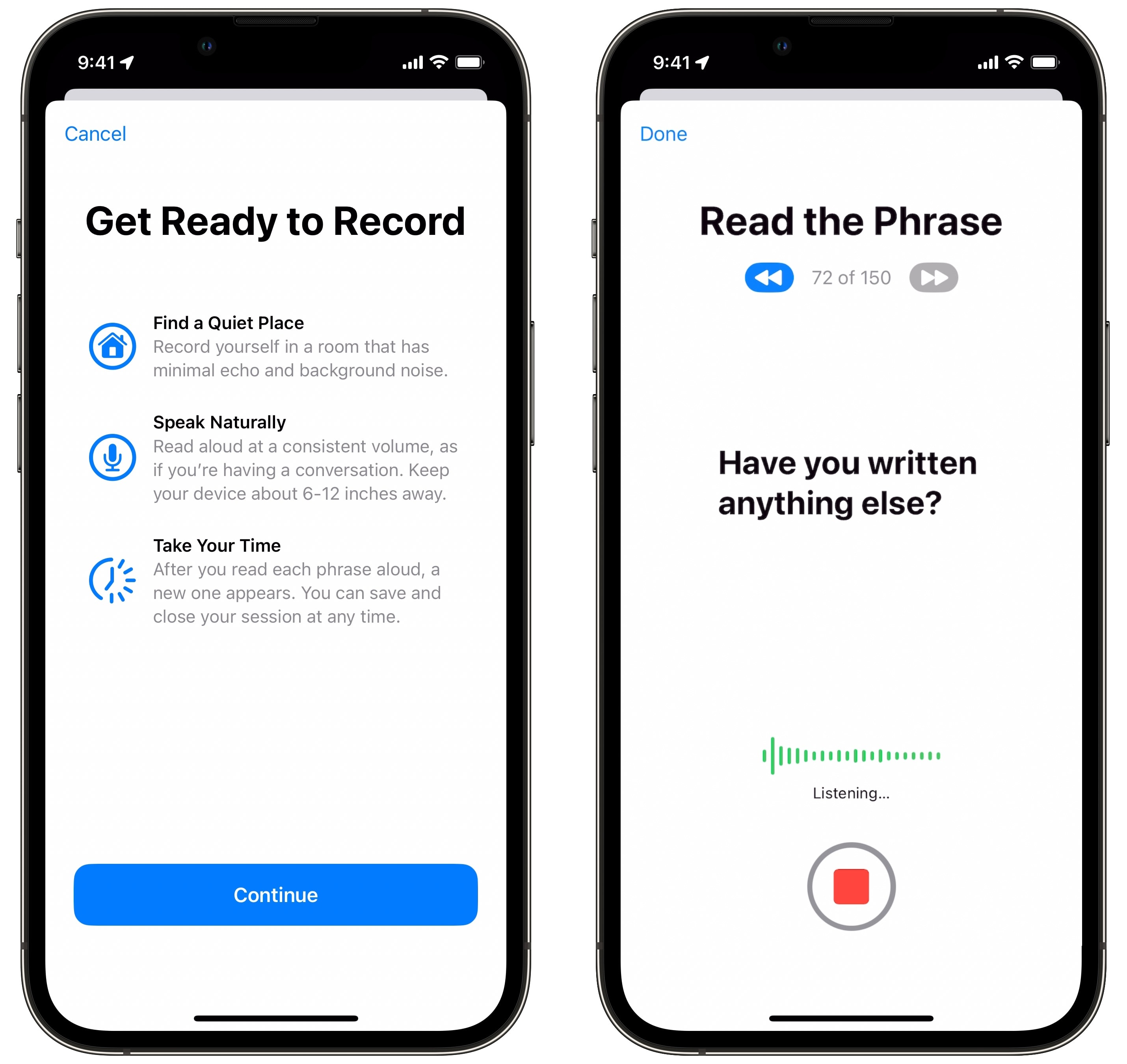 Setting up Personal Voice on iPhone. One of the example phrases is &ldquo;Have you written anything else?&rdquo;