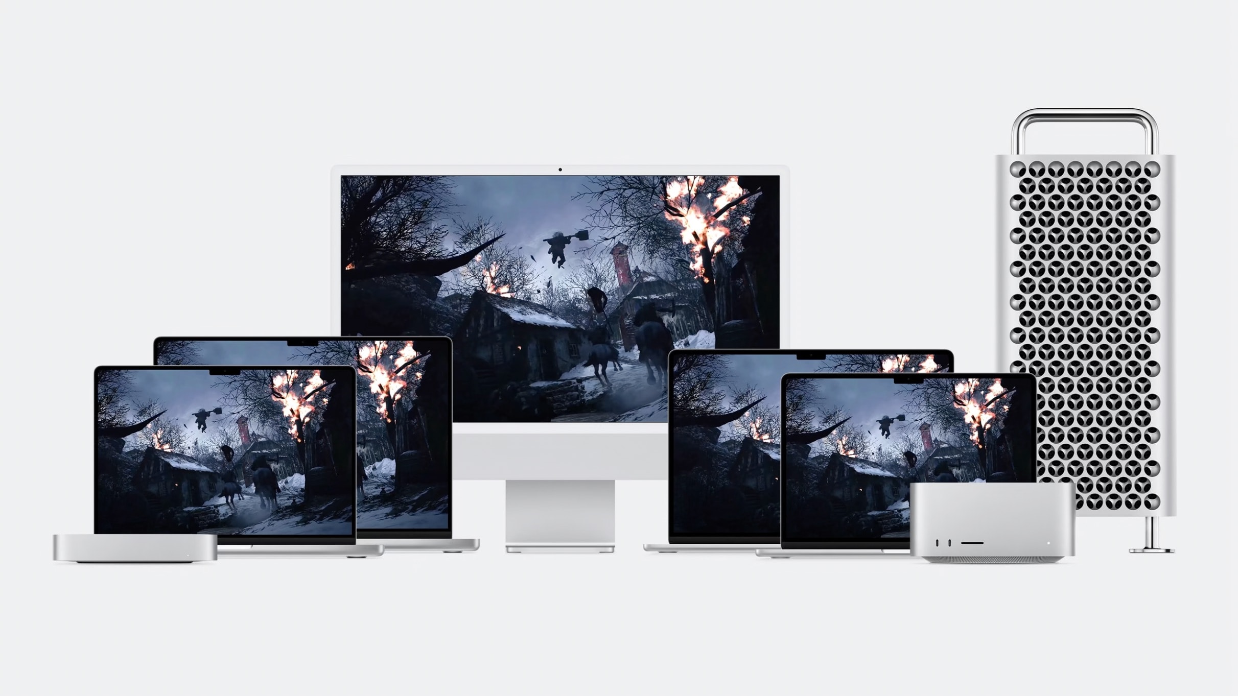 A lineup of Macs running The Medium