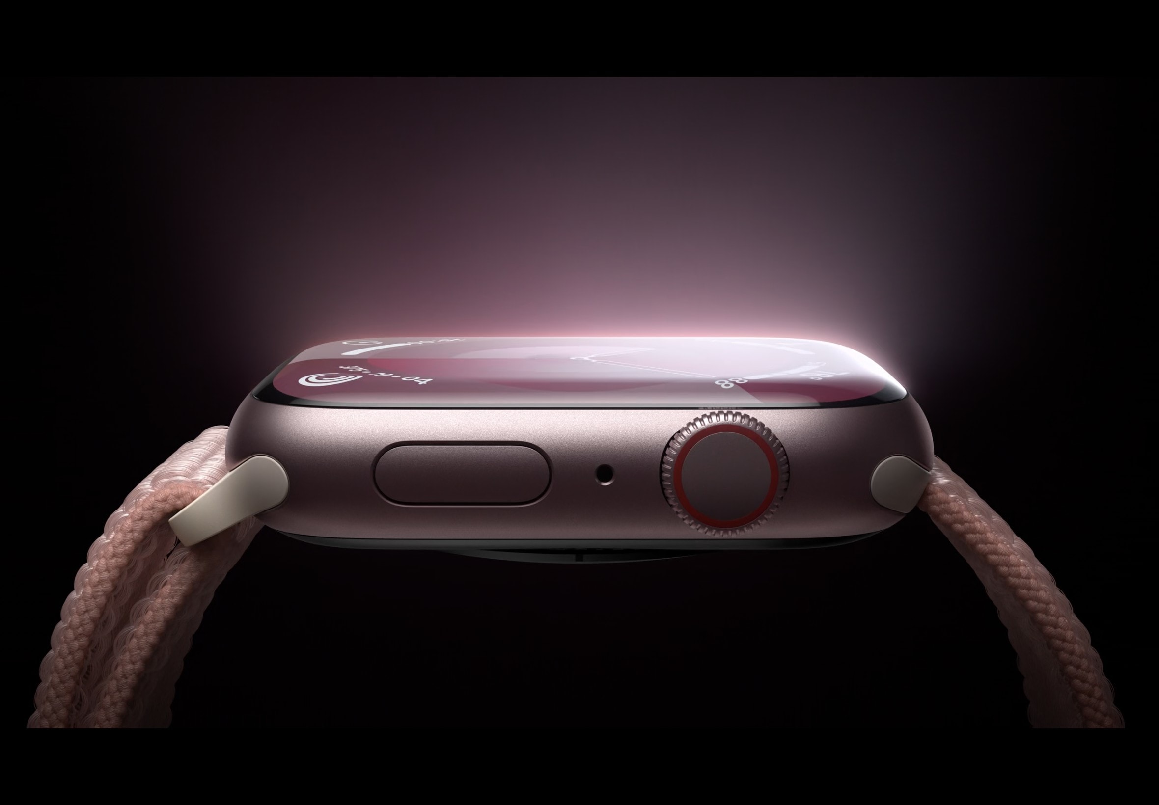 The aluminum Apple Watch Series 9 comes in a new pink color.