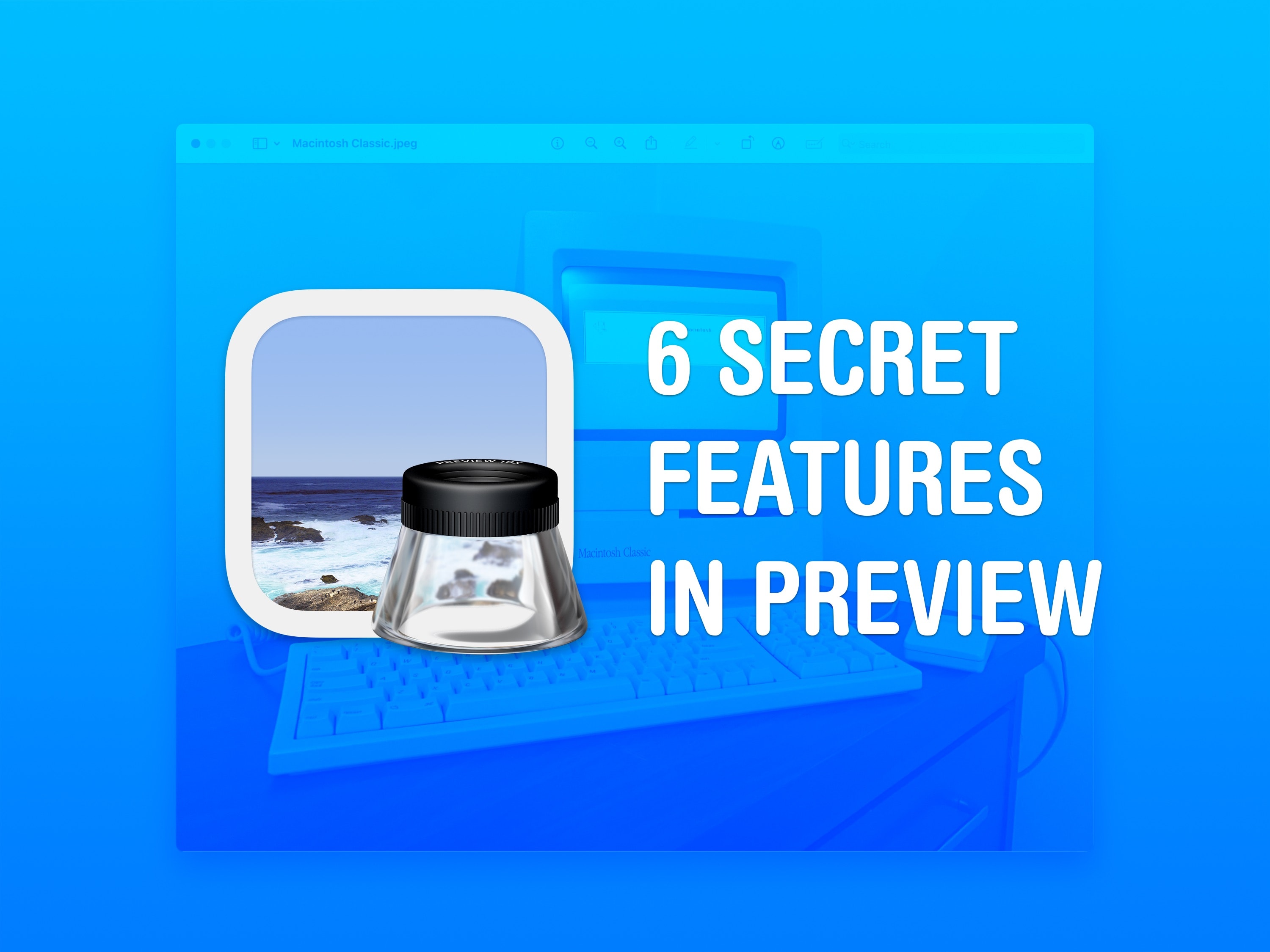 Image of the Mac's Preview app icon, with the words 