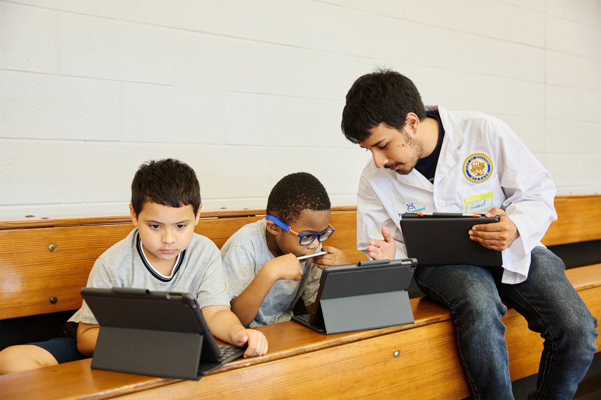 Students at TechConnect learn the fundamentals of coding while programming robots using iPad.