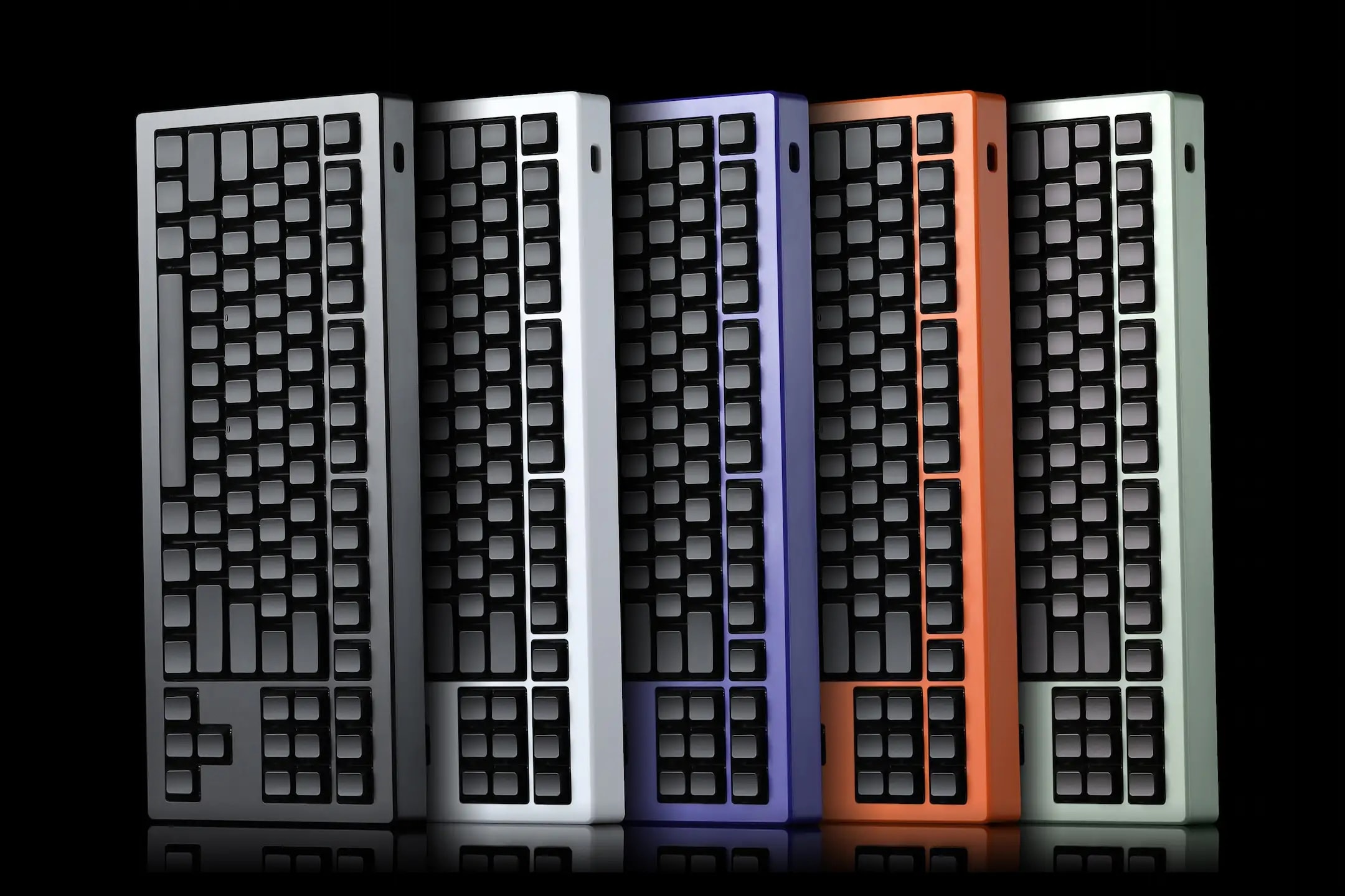The magnetically attached polycarbonate cases come in five colors. You can also get black or silver aluminum.