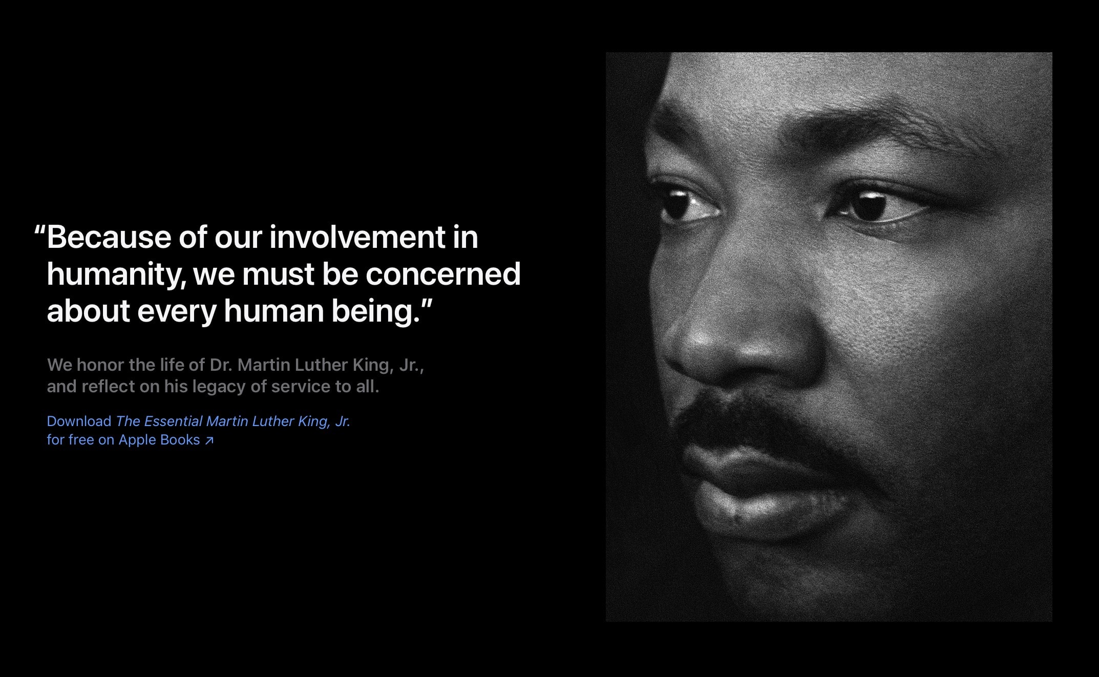 Apple homepage on MLK Jr Day 2024