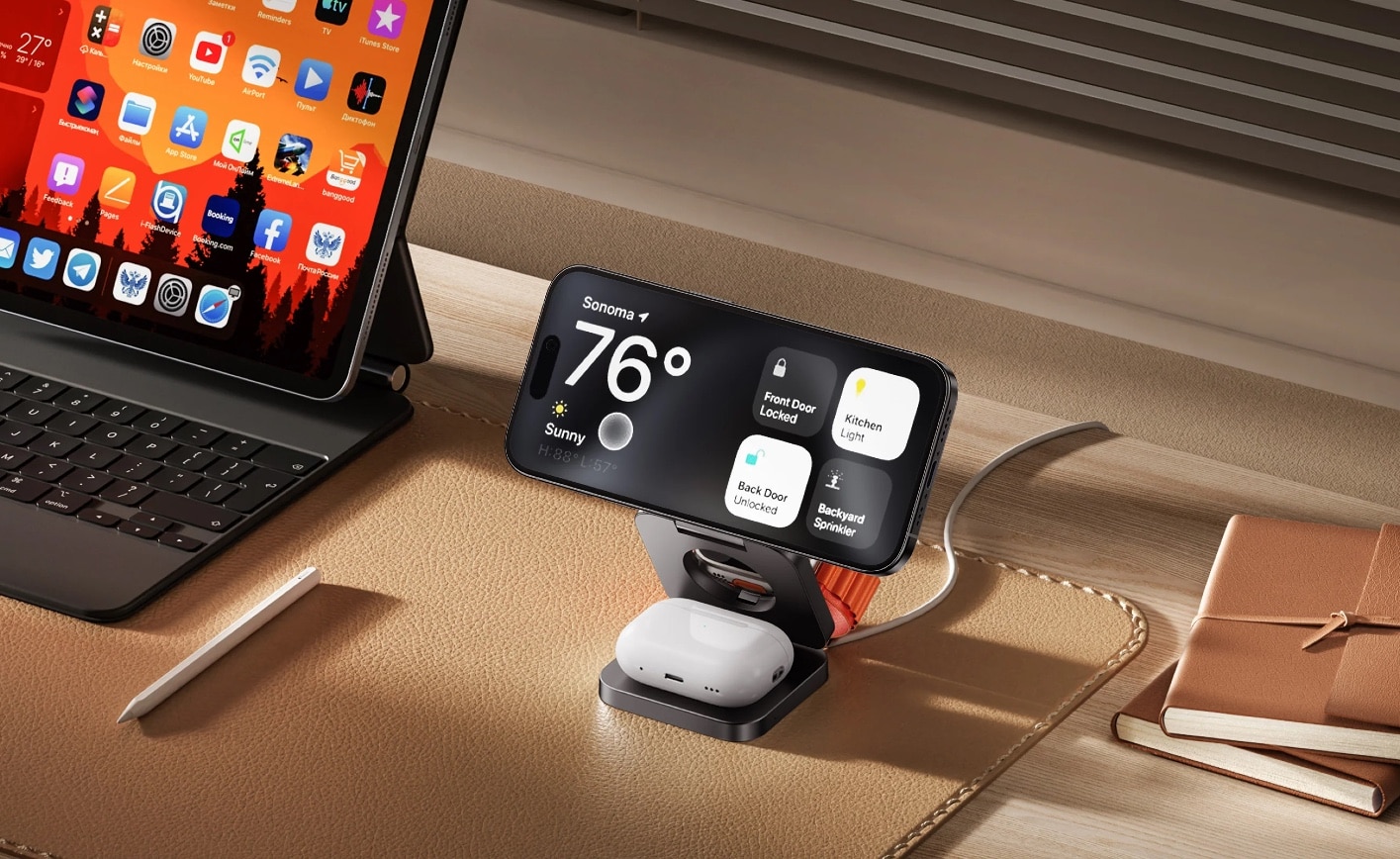 Kuxiu X55 3-in-1 Foldable Magnetic Wireless Charger and Stand