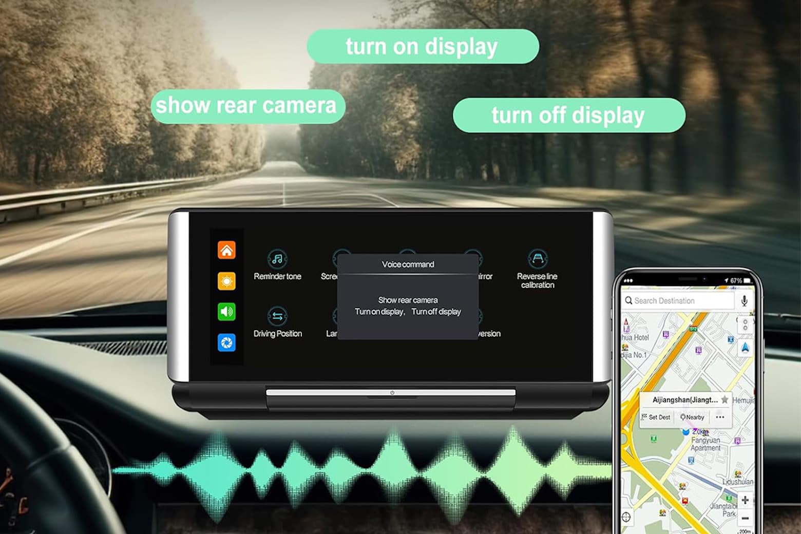 Folding Apple CarPlay screen equips any car with a voice-activated touchscreen.