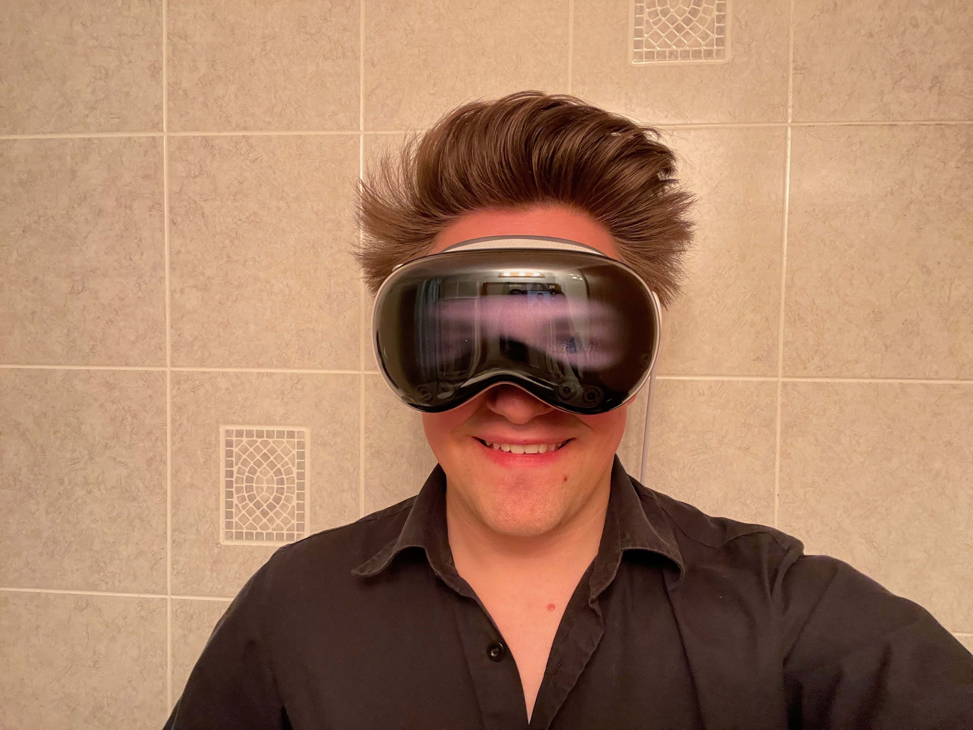 Selfie taken wearing a Vision Pro