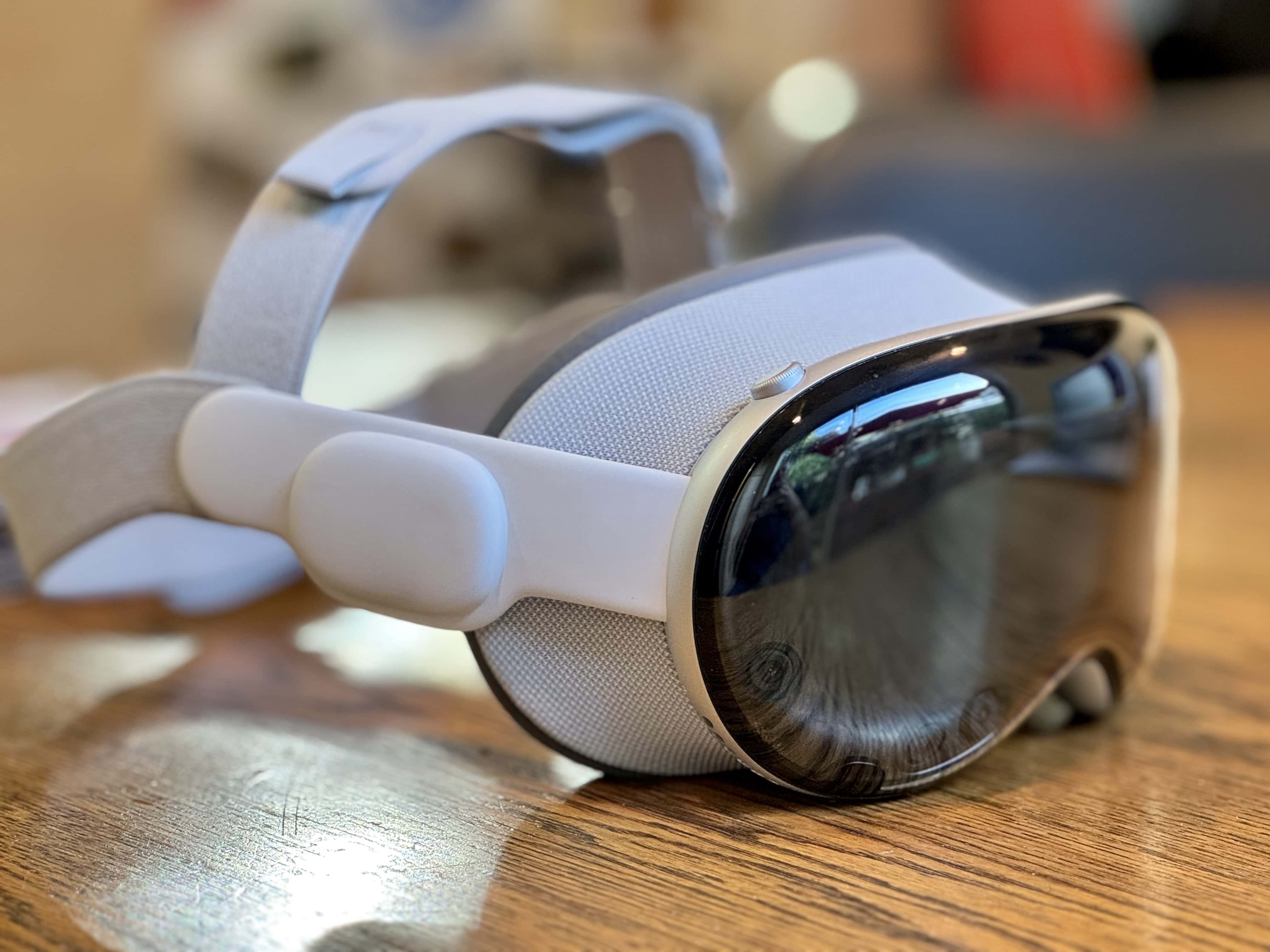 Vision Pro sitting on a desk