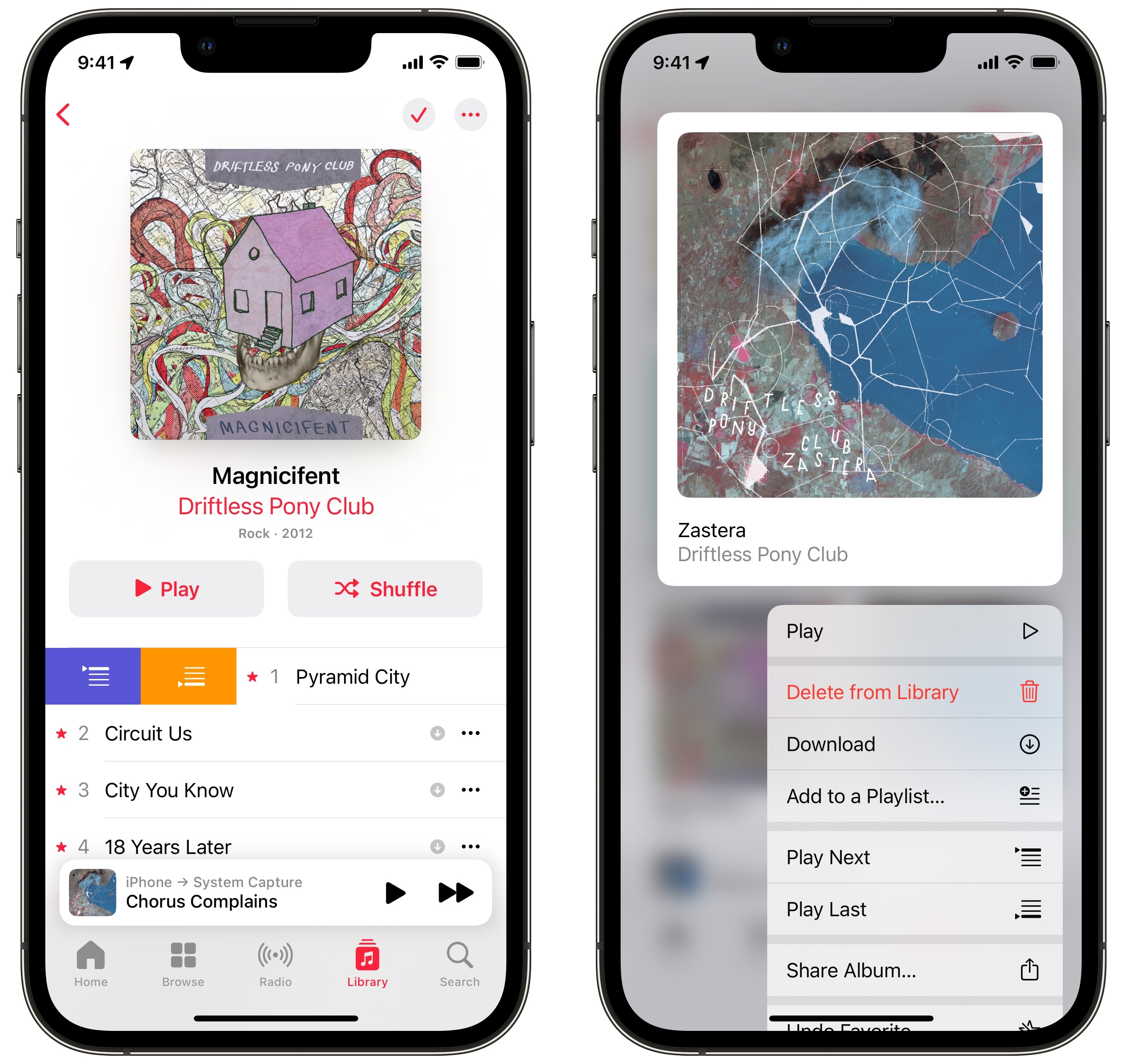 Queue music by swiping or by tapping and holding.