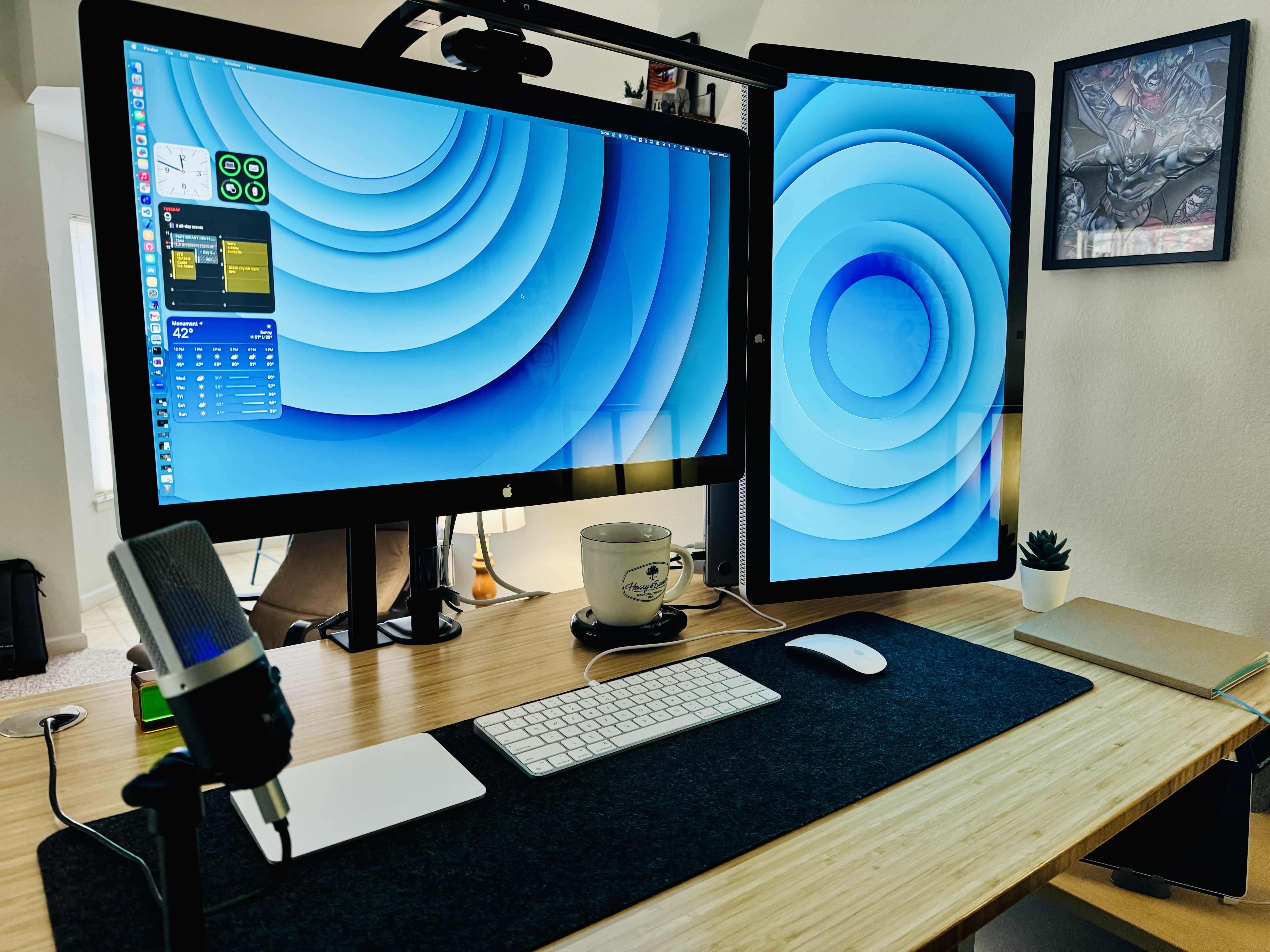 Modern MacBook and vintage displays setup