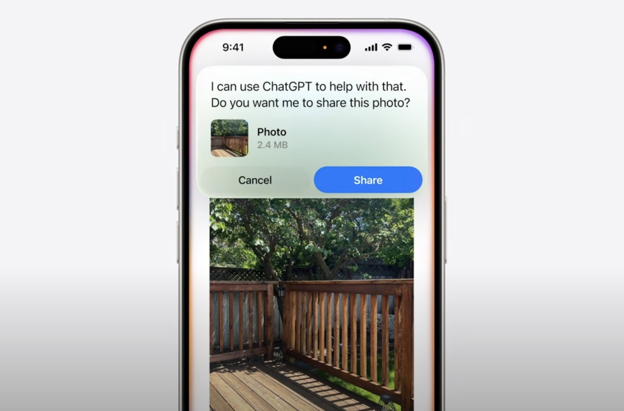 An iPhone screen showing an iOS 18 popup that says 