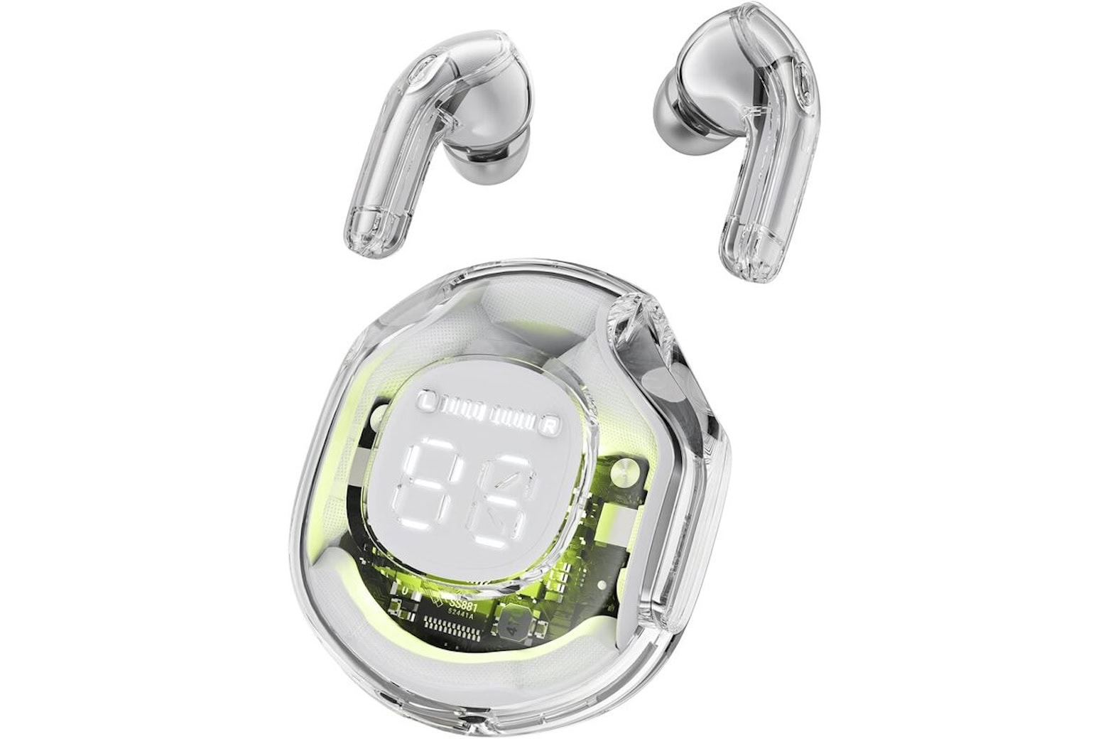 Save 33% on transparent wireless earbuds with a charging display case.