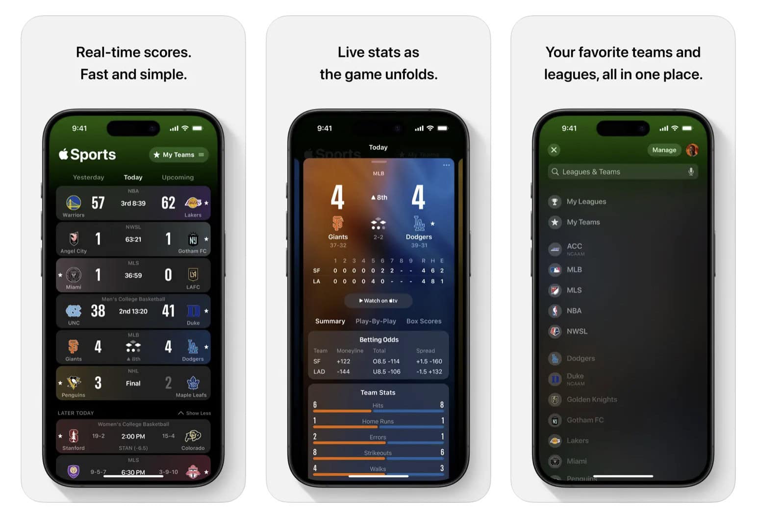 Apple Sports app for iPhone