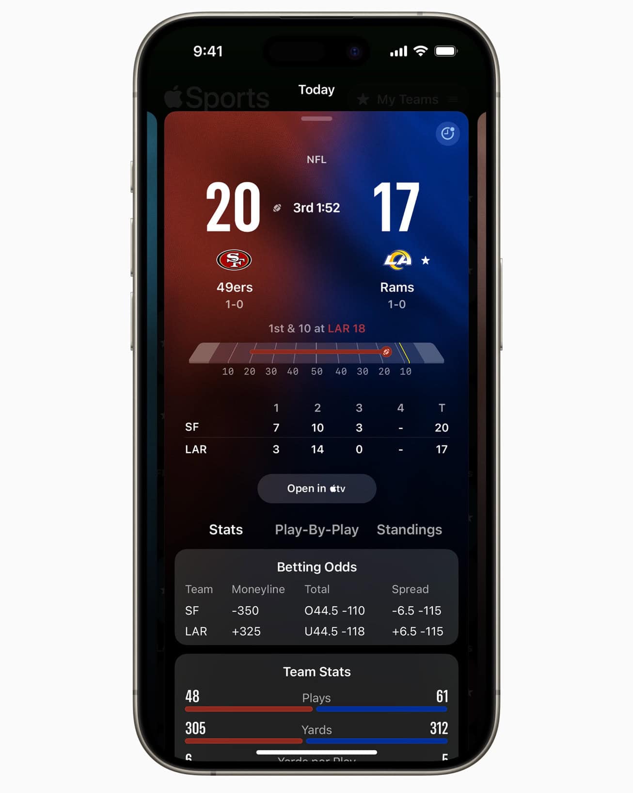new features in Apple Sports app