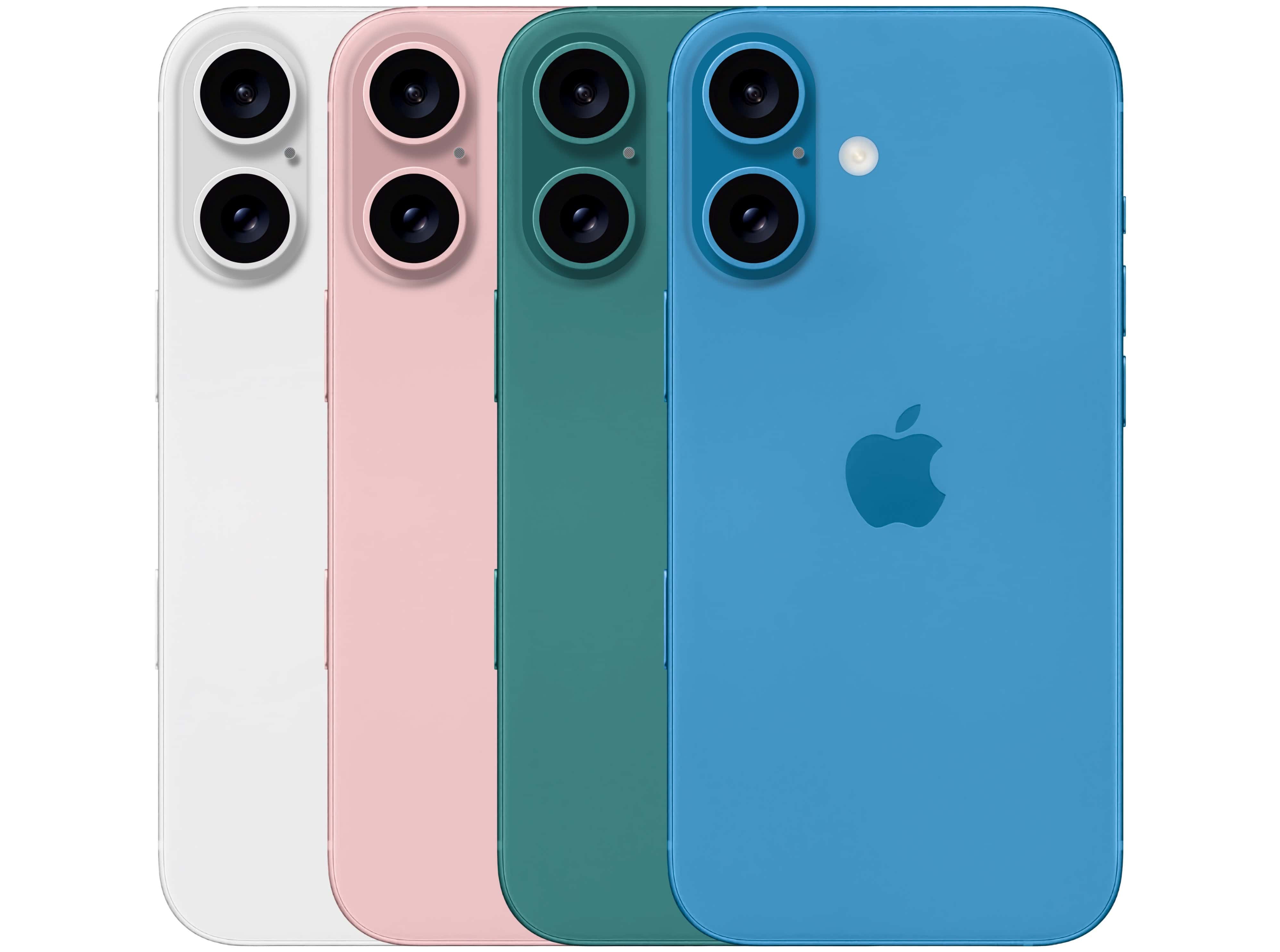 The iPhone 16 and 16 Plus lineup showing the rumored colors.