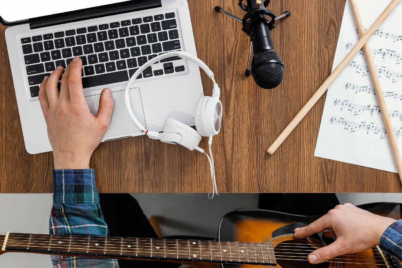Man who is learning to master the basics and starting to refine his skills in music production or video creation.