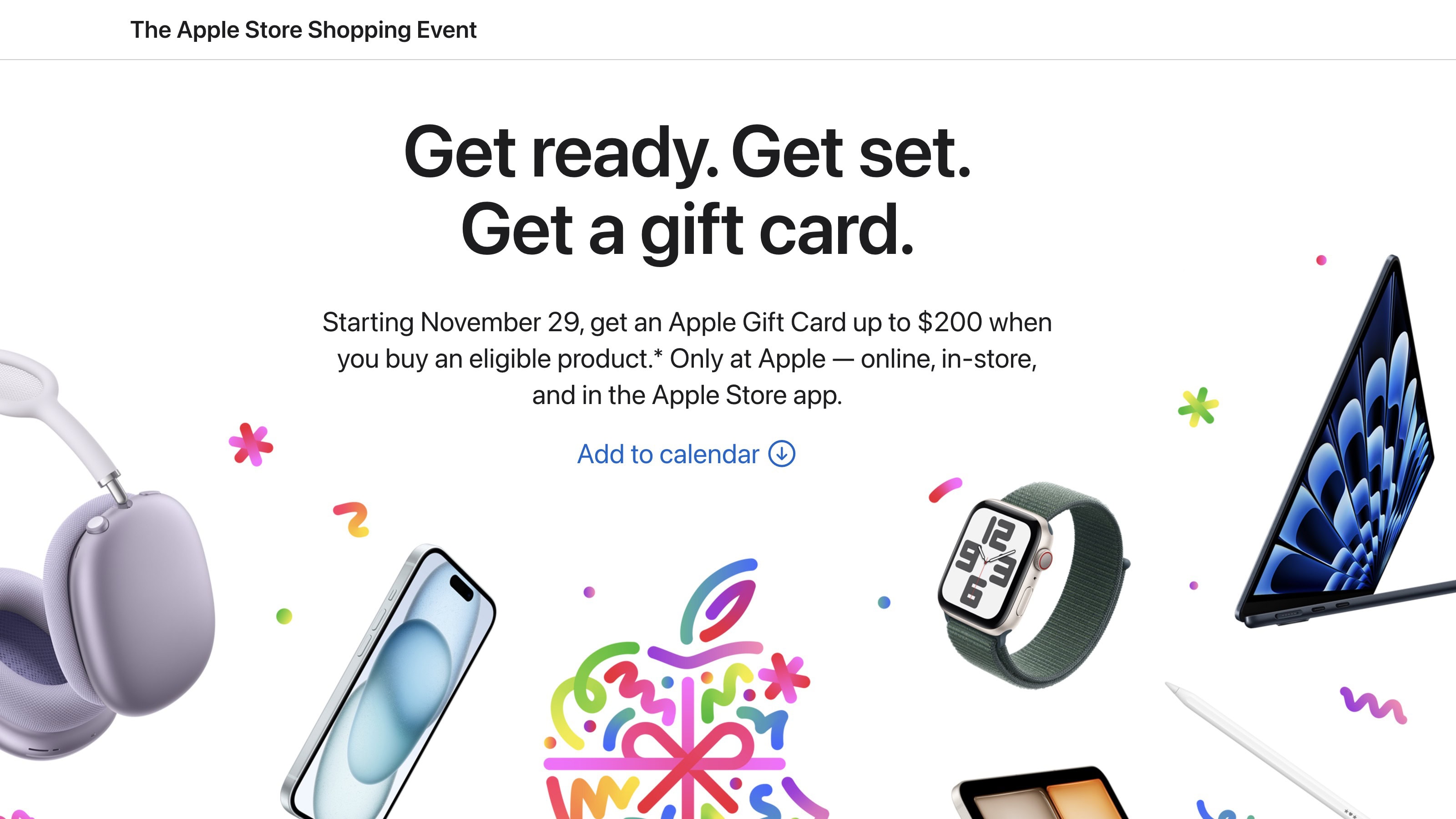 Apple Black Friday Shopping Event starts November 29.