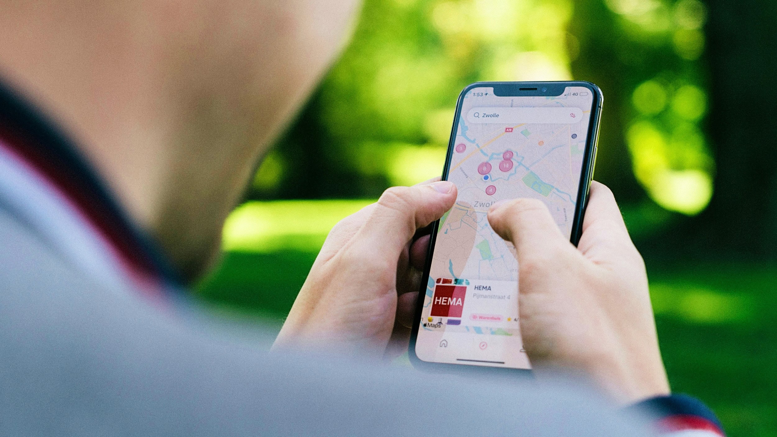 A person using an iPhone.