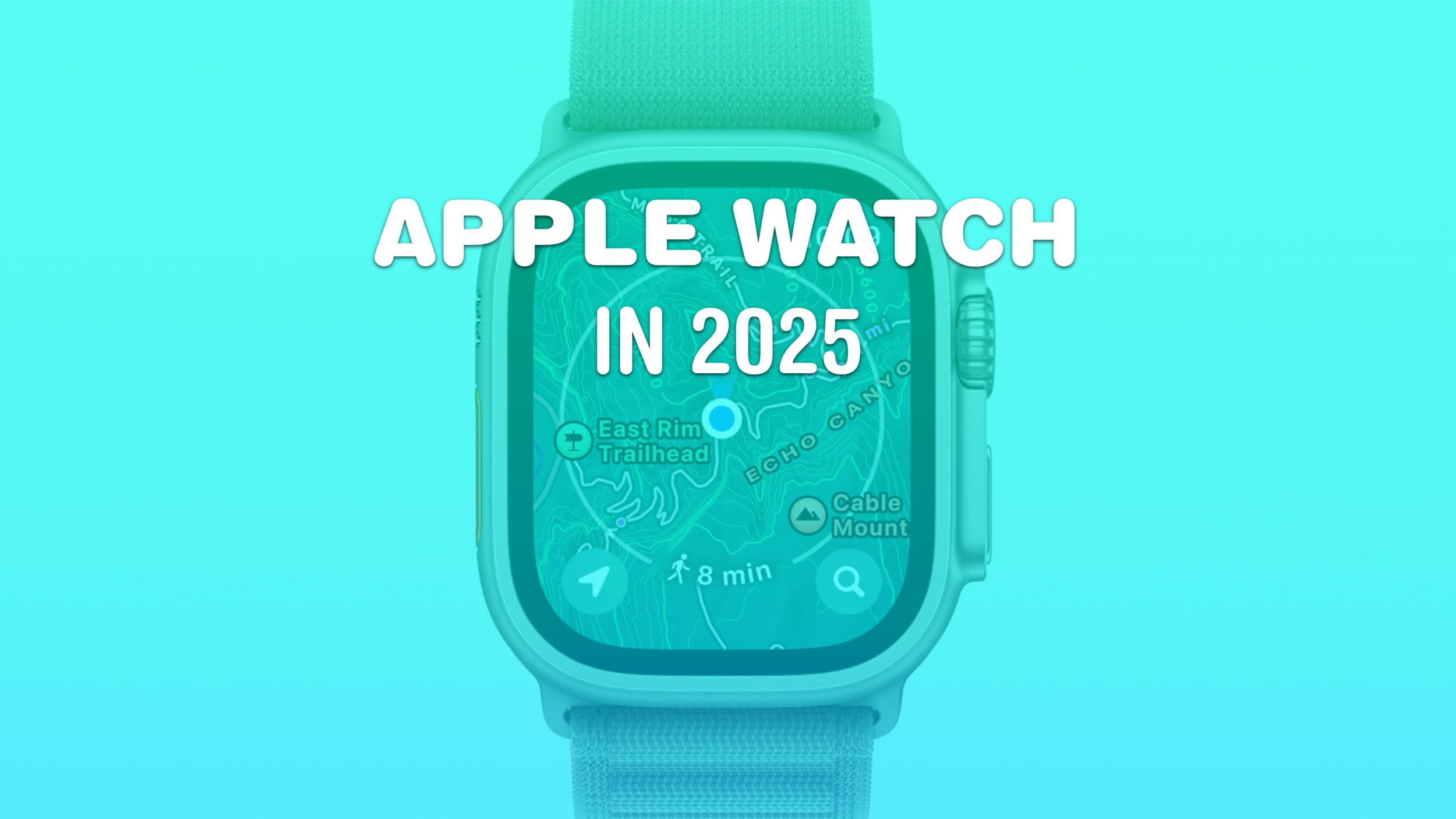 Product shot of Apple Watch Ultra 2 with blue background and the words 