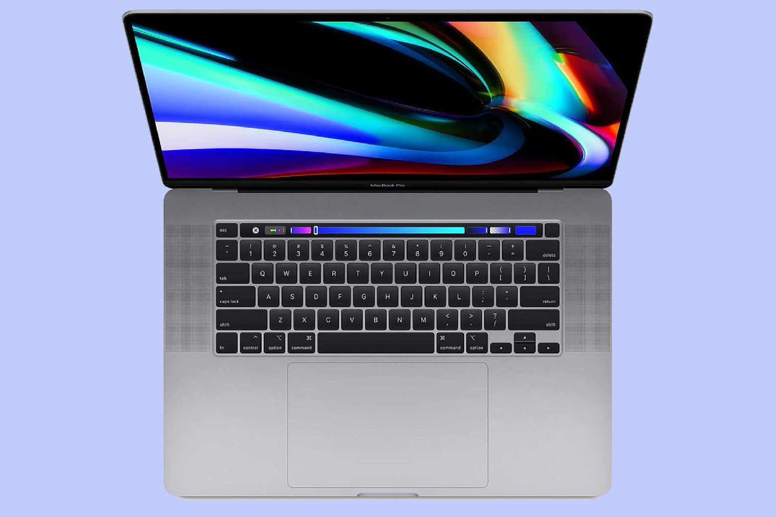 Product shot of refurbished 16-inch MacBook Pro with Touch Bar