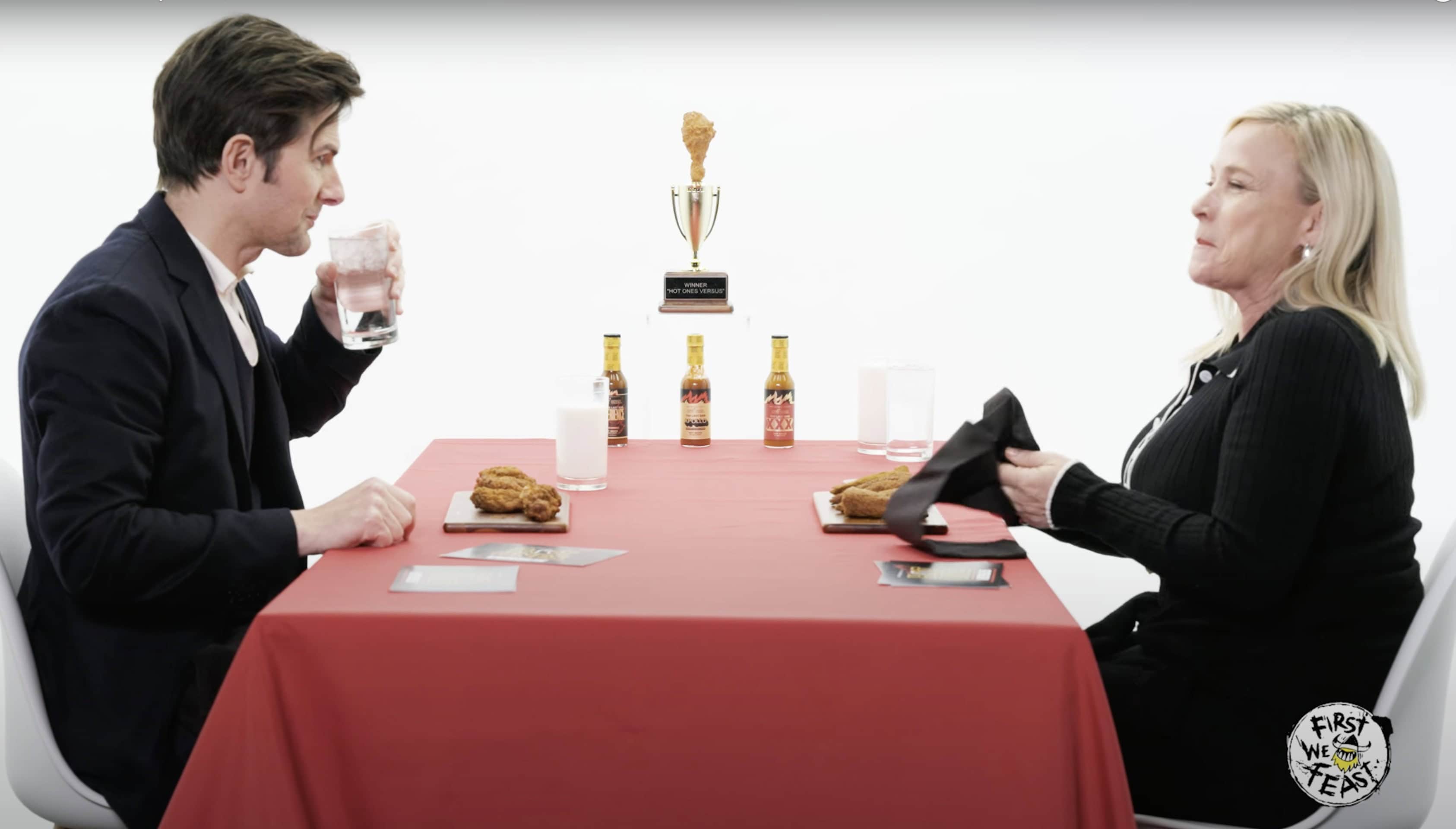 Severance stars on Hot Ones Versus
