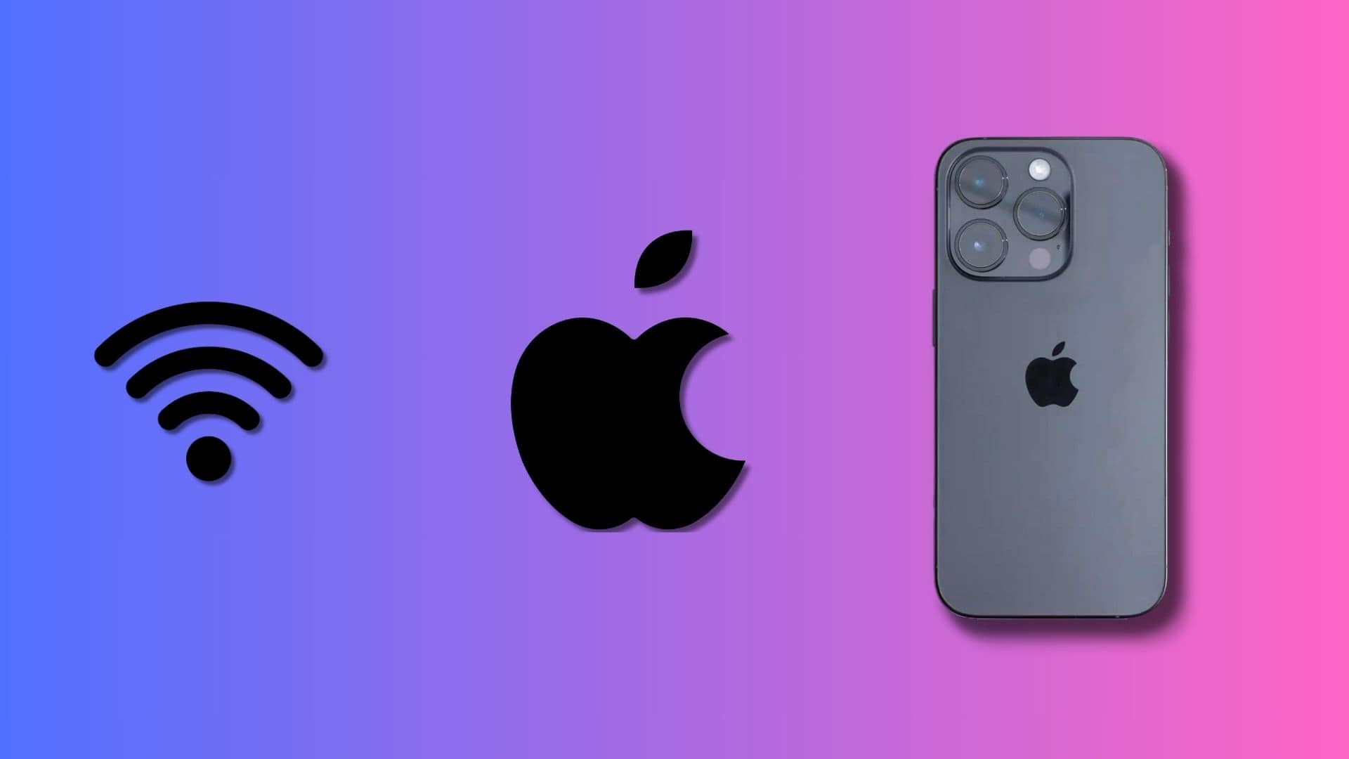 WiFi logo with Apple logo and iPhone